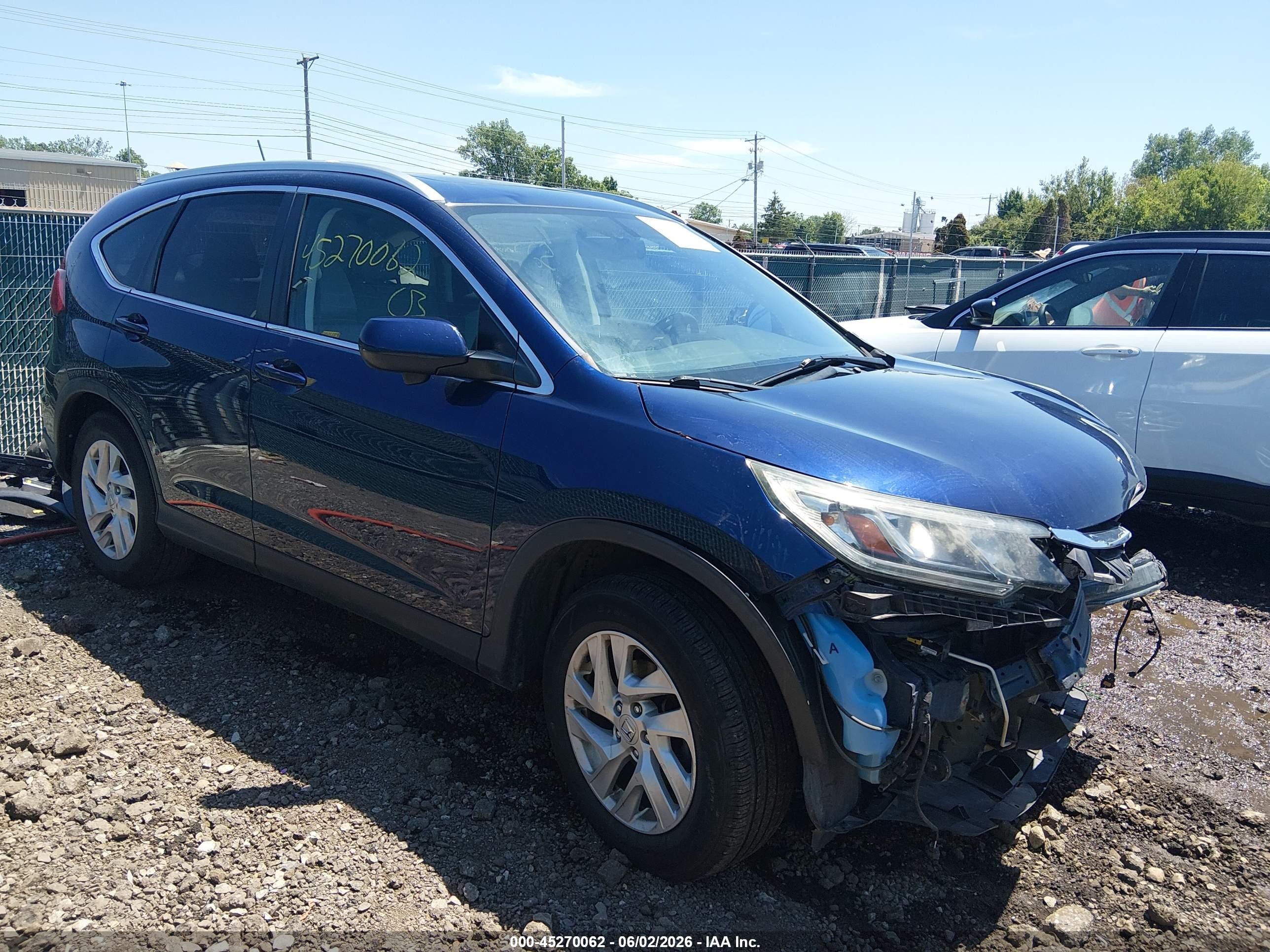 2015 Honda Cr-v Ex-l Blue vin: 2HKRM3H76FH517958