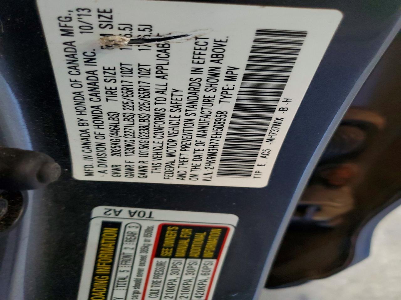 2014 Honda Cr-v Exl Charcoal vin: 2HKRM3H77EH508958