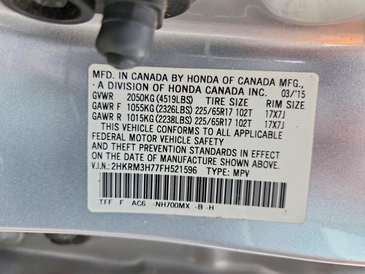 2015 Honda Cr-v Exl Silver vin: 2HKRM3H77FH521596