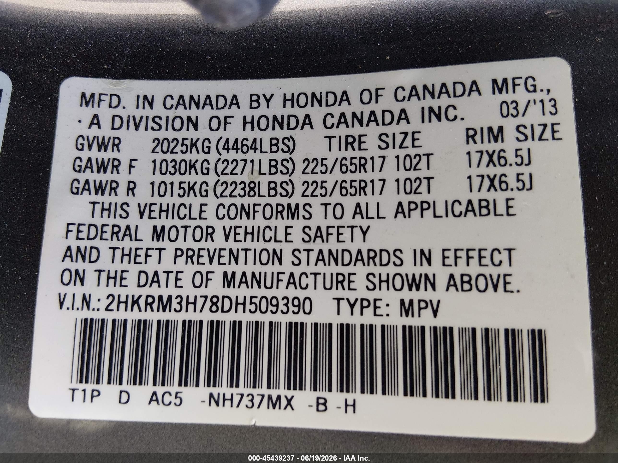 2013 Honda Cr-v Ex-l Gray vin: 2HKRM3H78DH509390