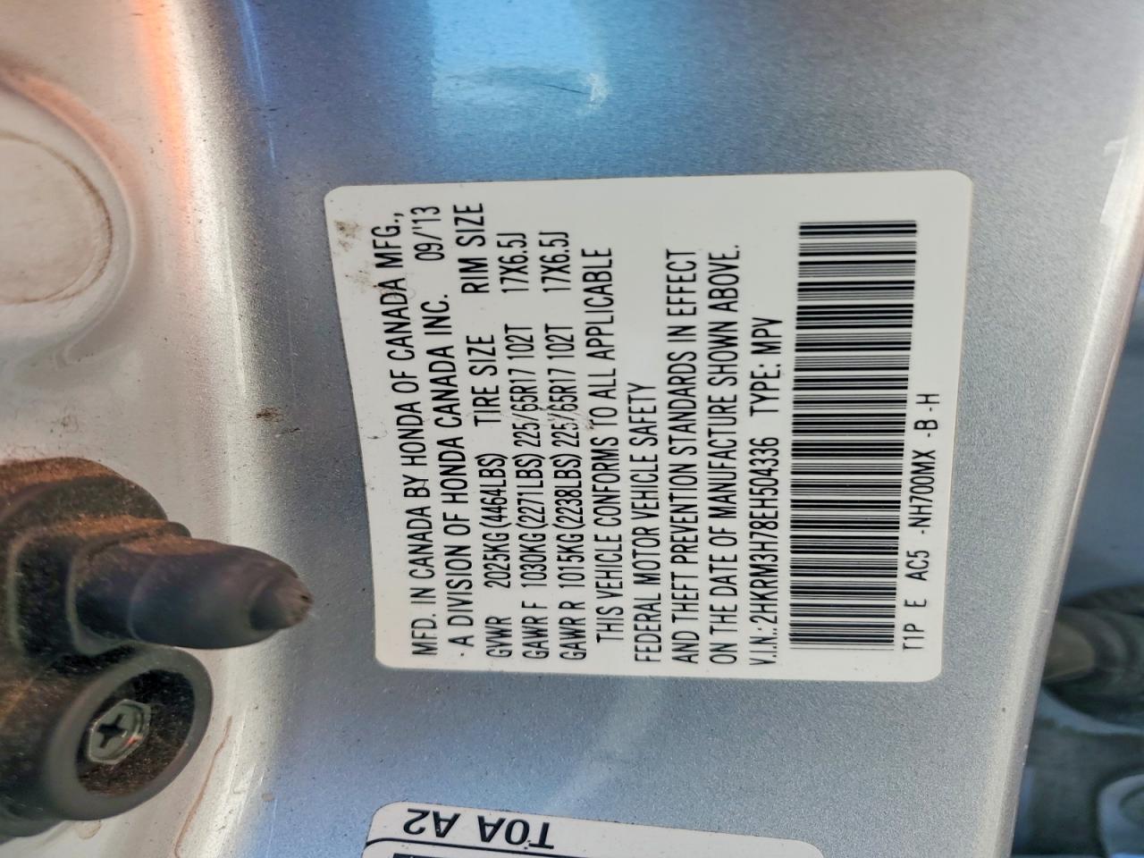 2014 Honda Cr-v Exl Silver vin: 2HKRM3H78EH504336