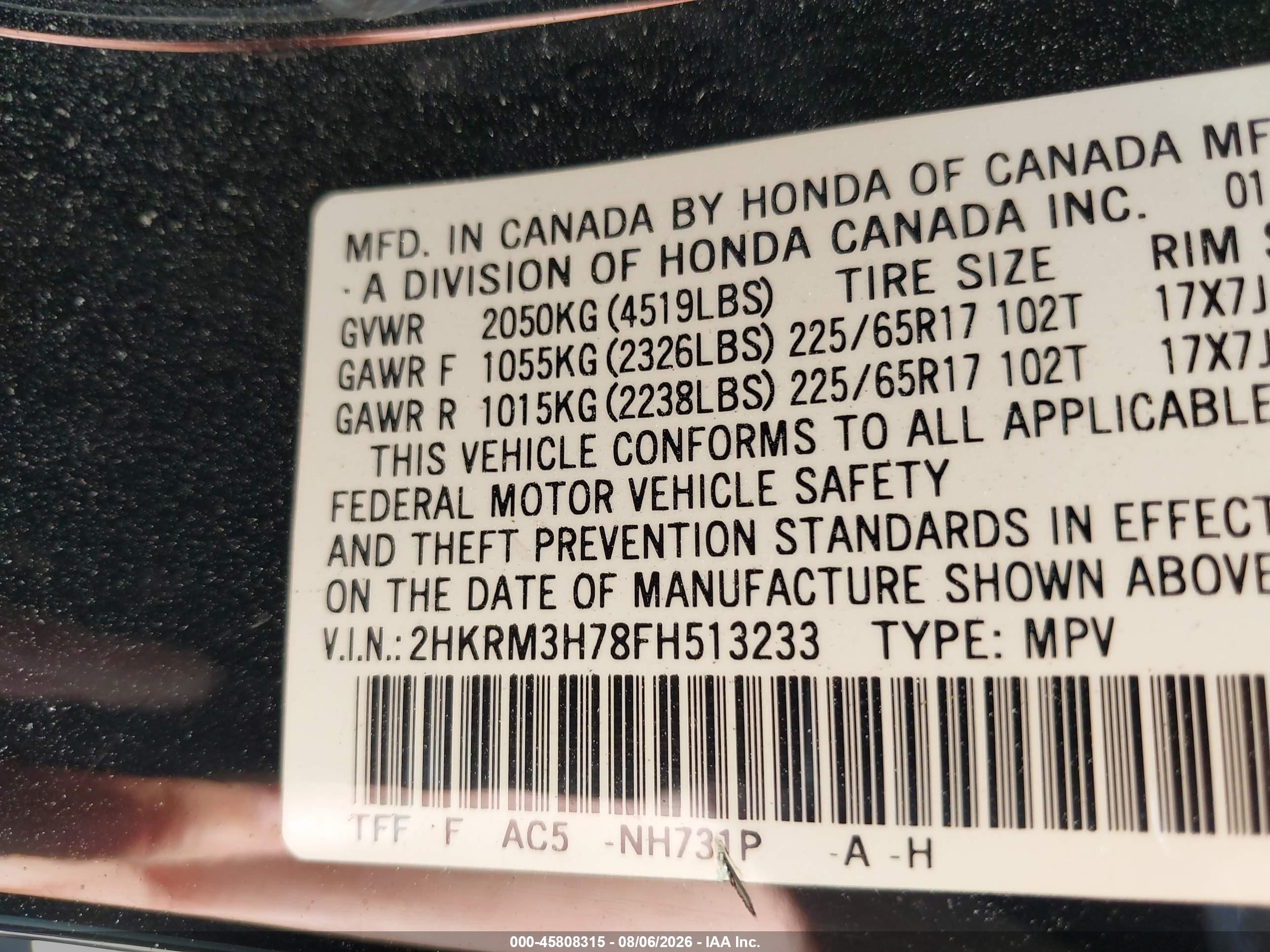 2015 Honda Cr-v Ex-l Черный vin: 2HKRM3H78FH513233