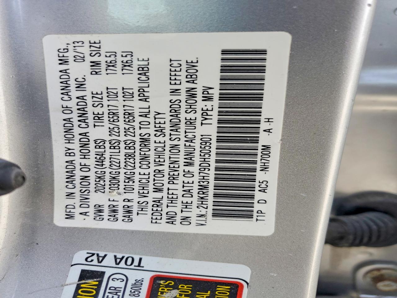 2013 Honda Cr-v Exl Silver vin: 2HKRM3H79DH505901