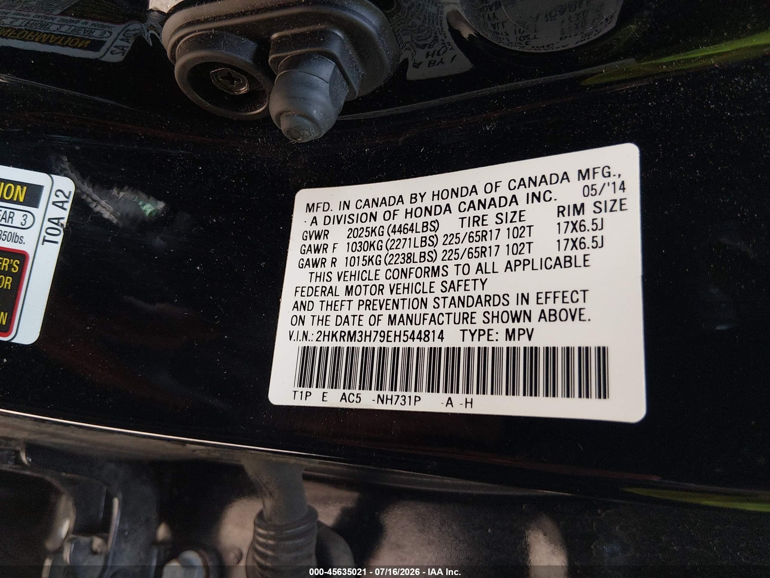 2014 Honda Cr-v Ex-l Black vin: 2HKRM3H79EH544814