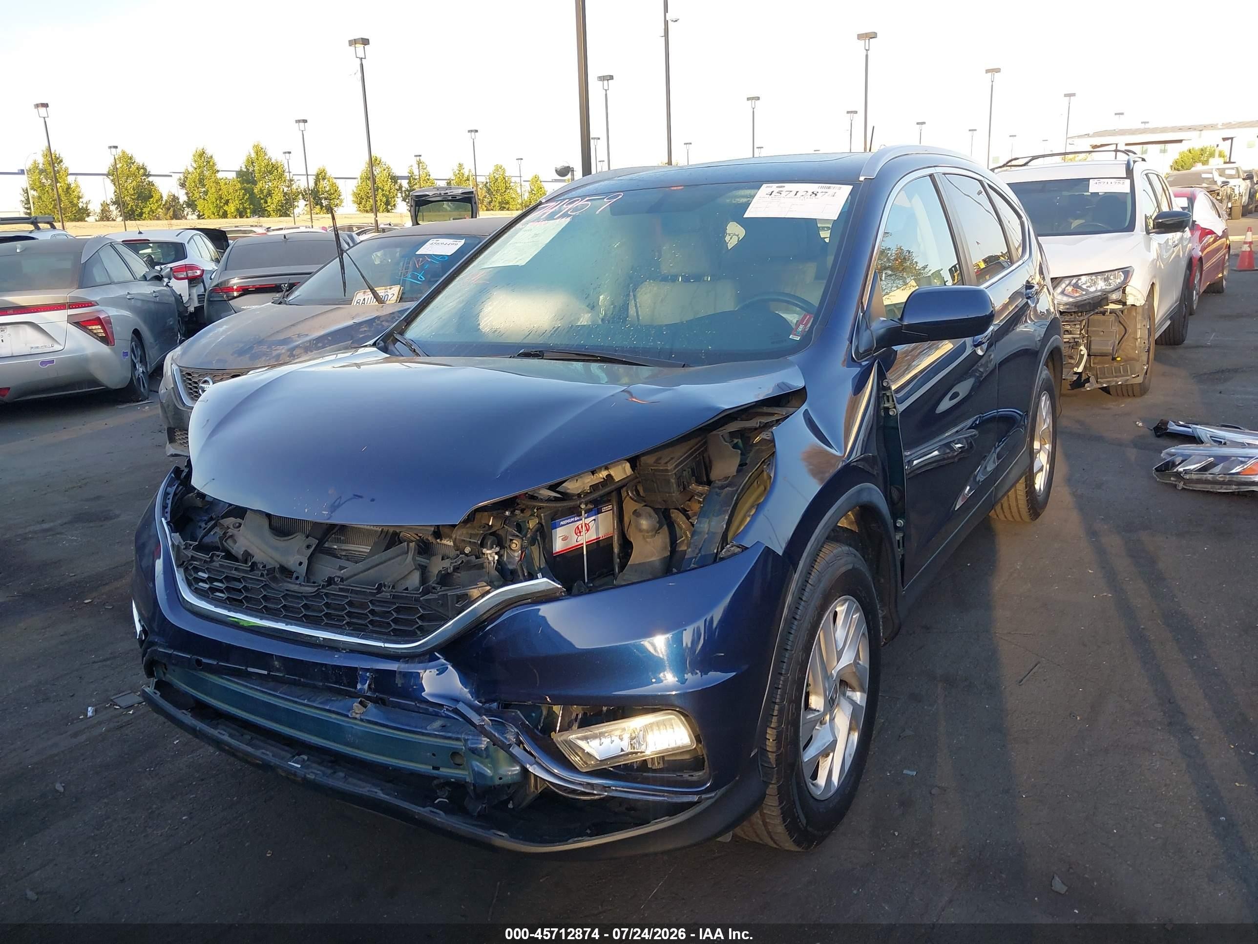 2015 Honda Cr-v Ex-l Blue vin: 2HKRM3H79FH522653