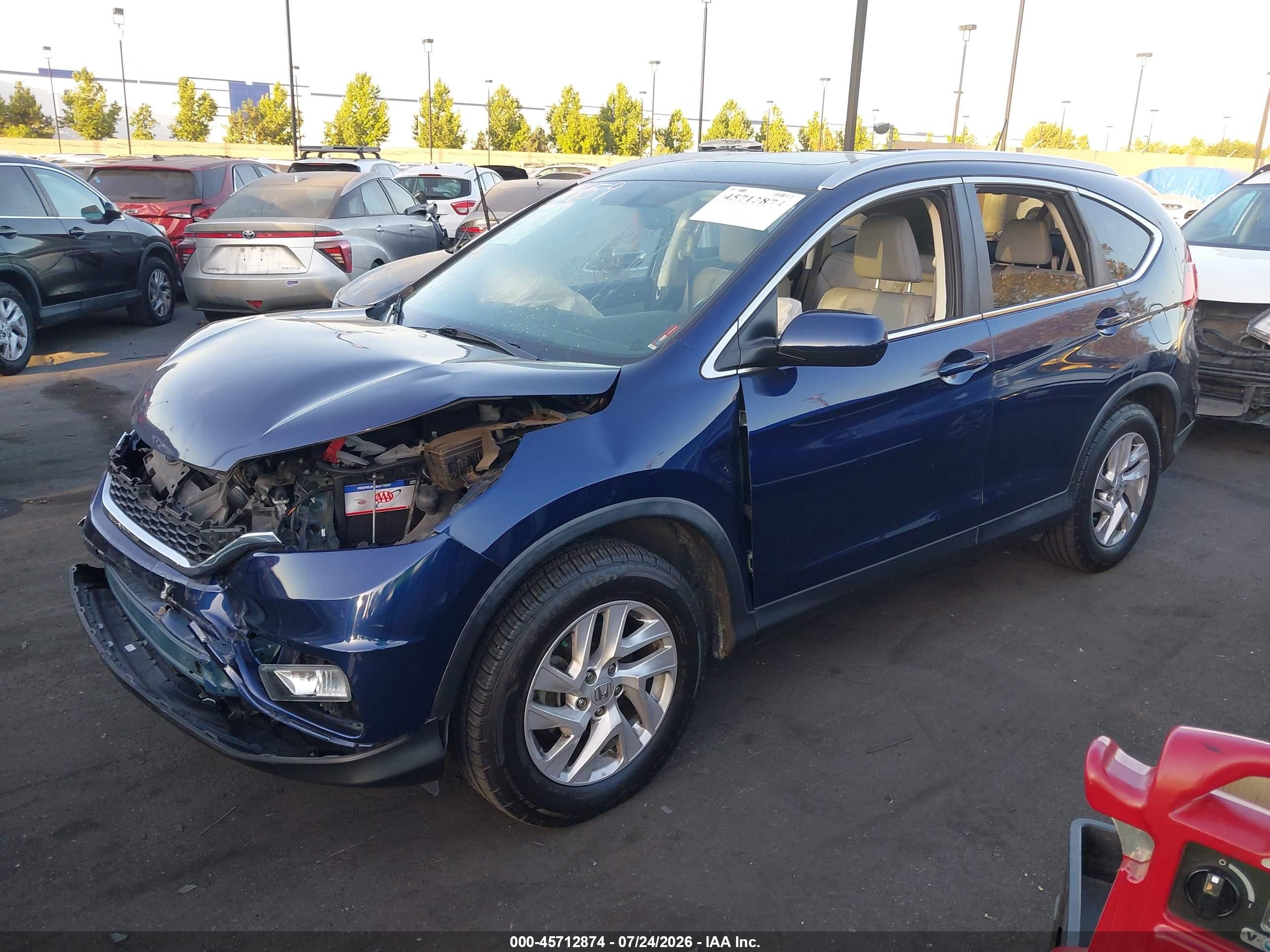 2015 Honda Cr-v Ex-l Blue vin: 2HKRM3H79FH522653