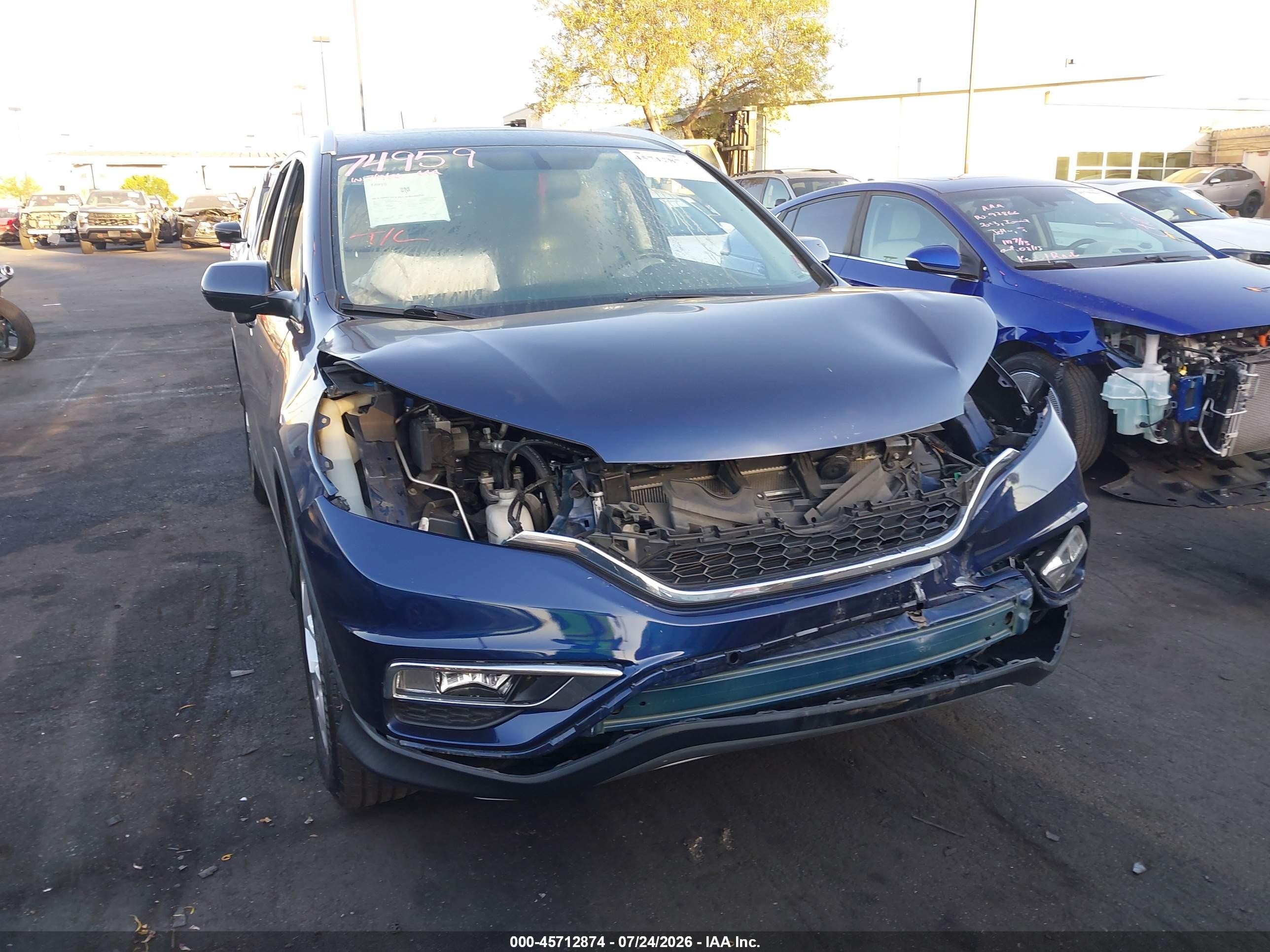 2015 Honda Cr-v Ex-l Blue vin: 2HKRM3H79FH522653