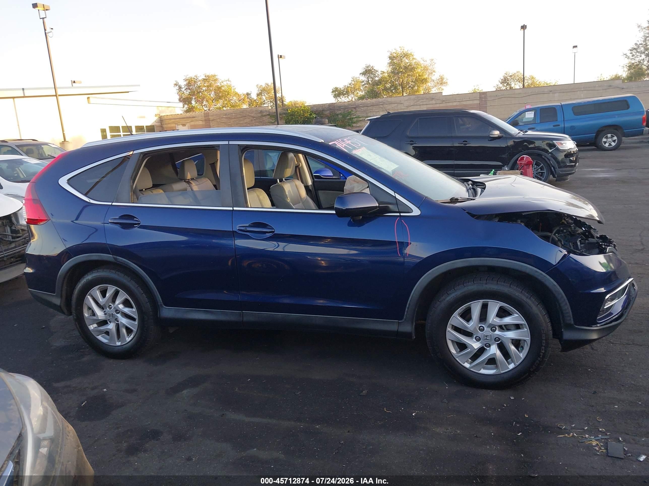 2015 Honda Cr-v Ex-l Blue vin: 2HKRM3H79FH522653