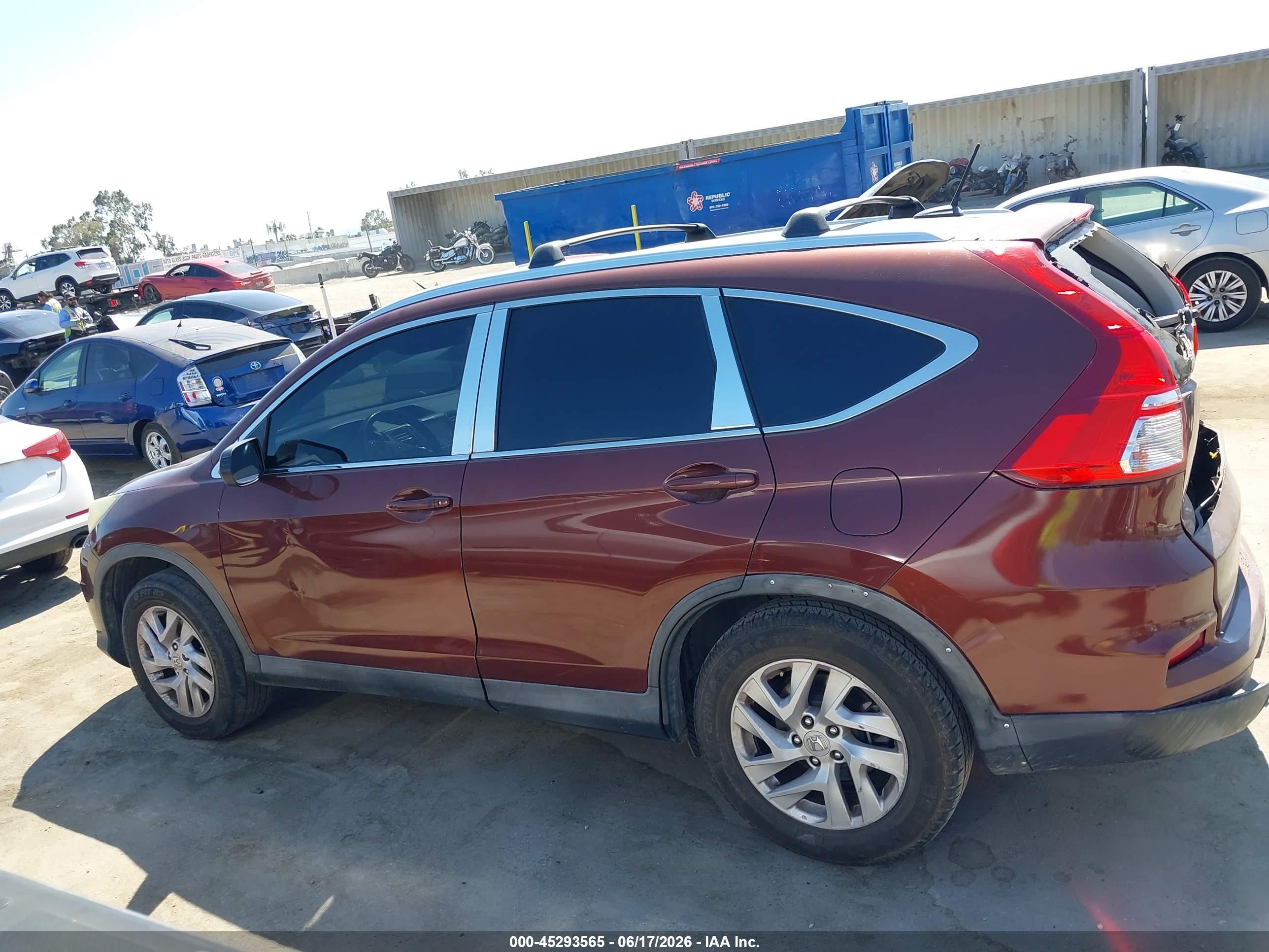 2015 Honda Cr-v Ex-l Maroon vin: 2HKRM3H79FH558763