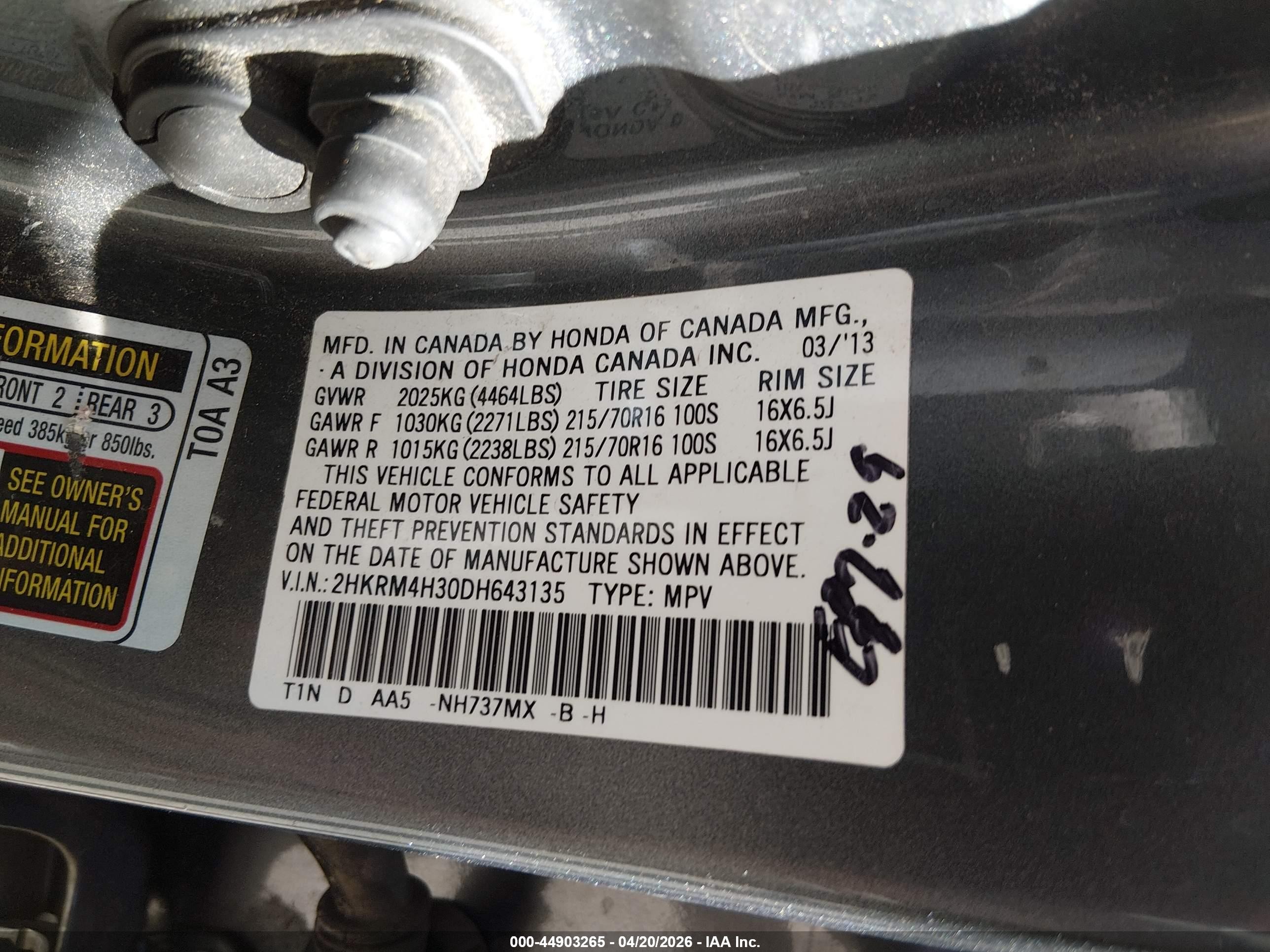 2013 Honda Cr-v Lx Gray vin: 2HKRM4H30DH643135
