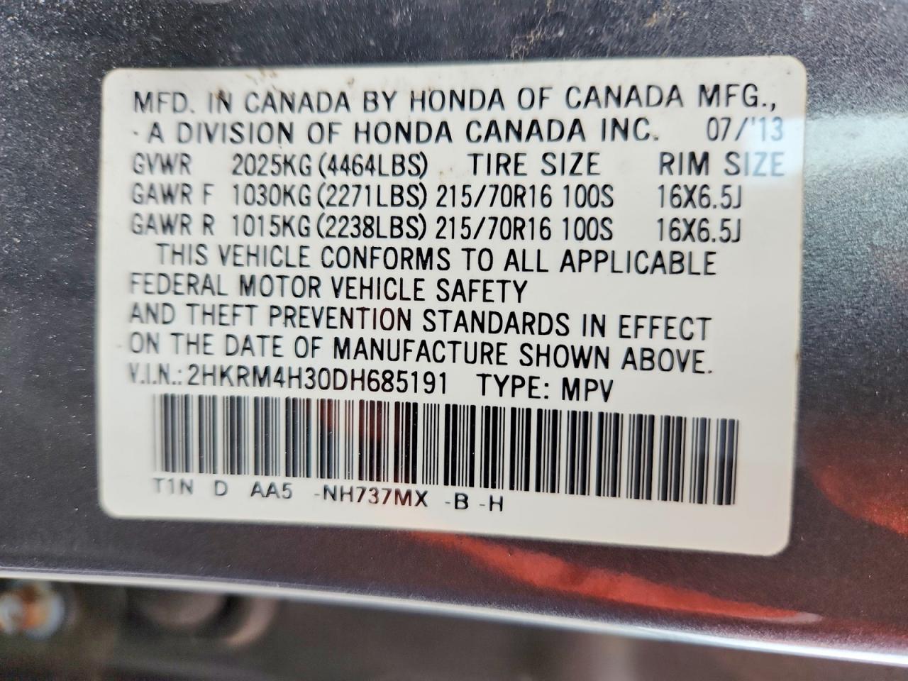 2013 Honda Cr-v Lx Gray vin: 2HKRM4H30DH685191