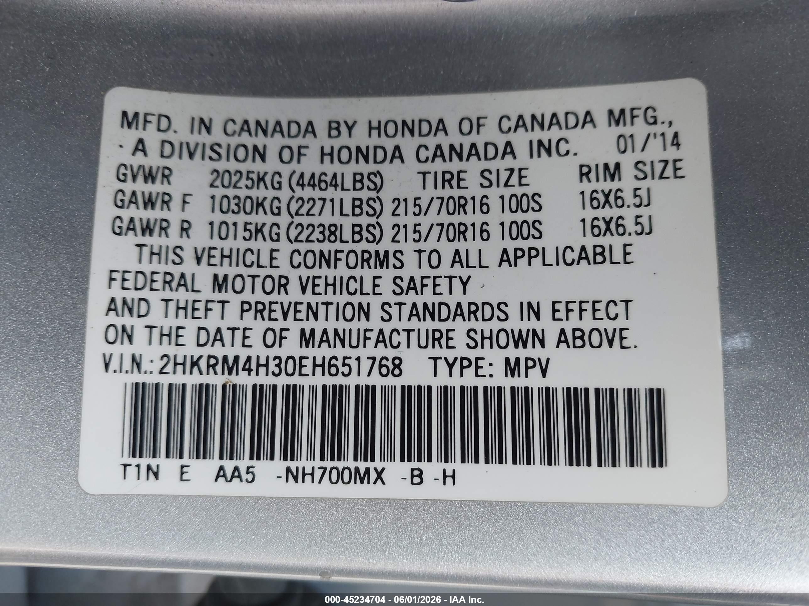 2014 Honda Cr-v Lx Silver vin: 2HKRM4H30EH651768