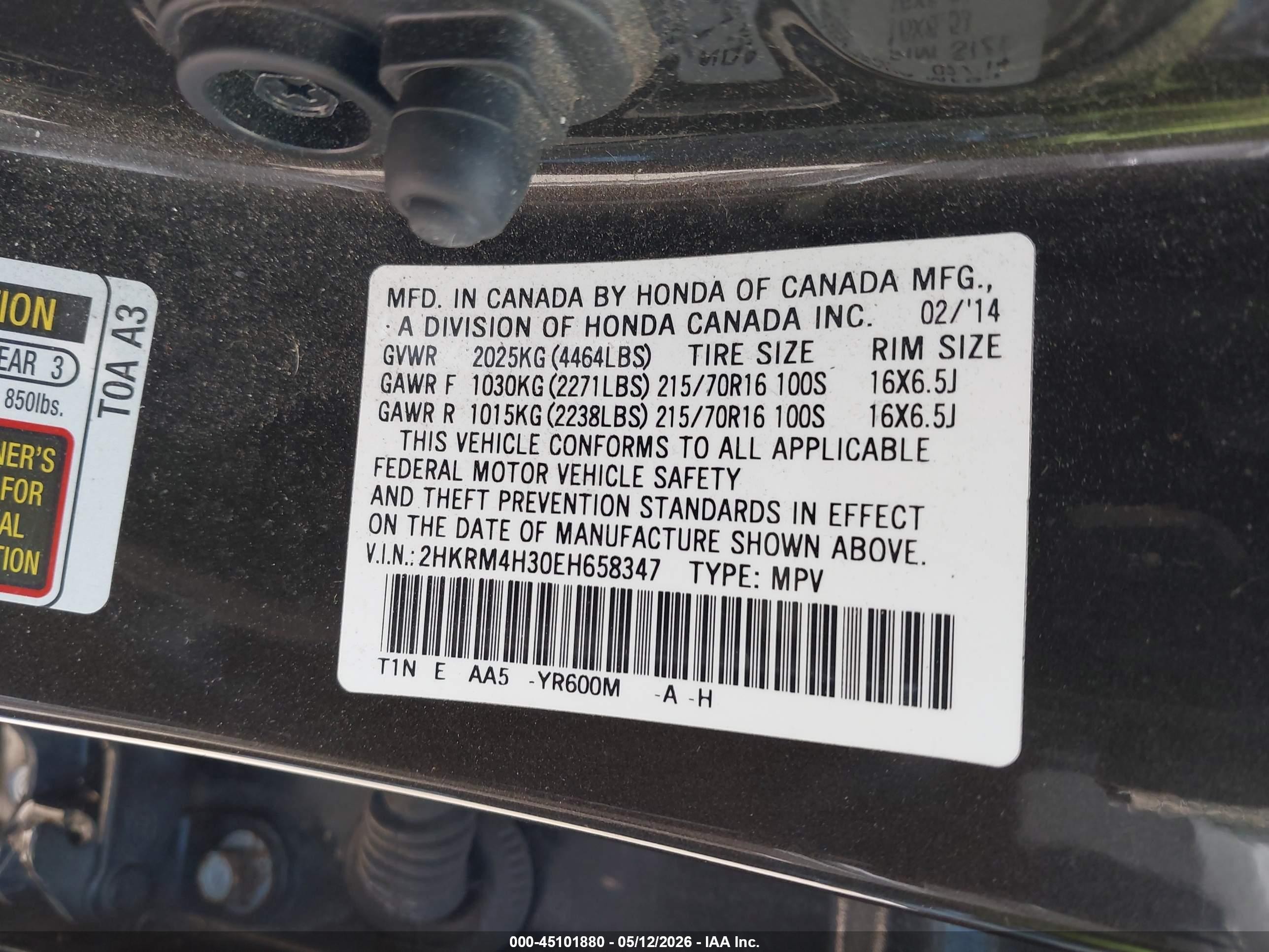 2014 Honda Cr-v Lx Black vin: 2HKRM4H30EH658347