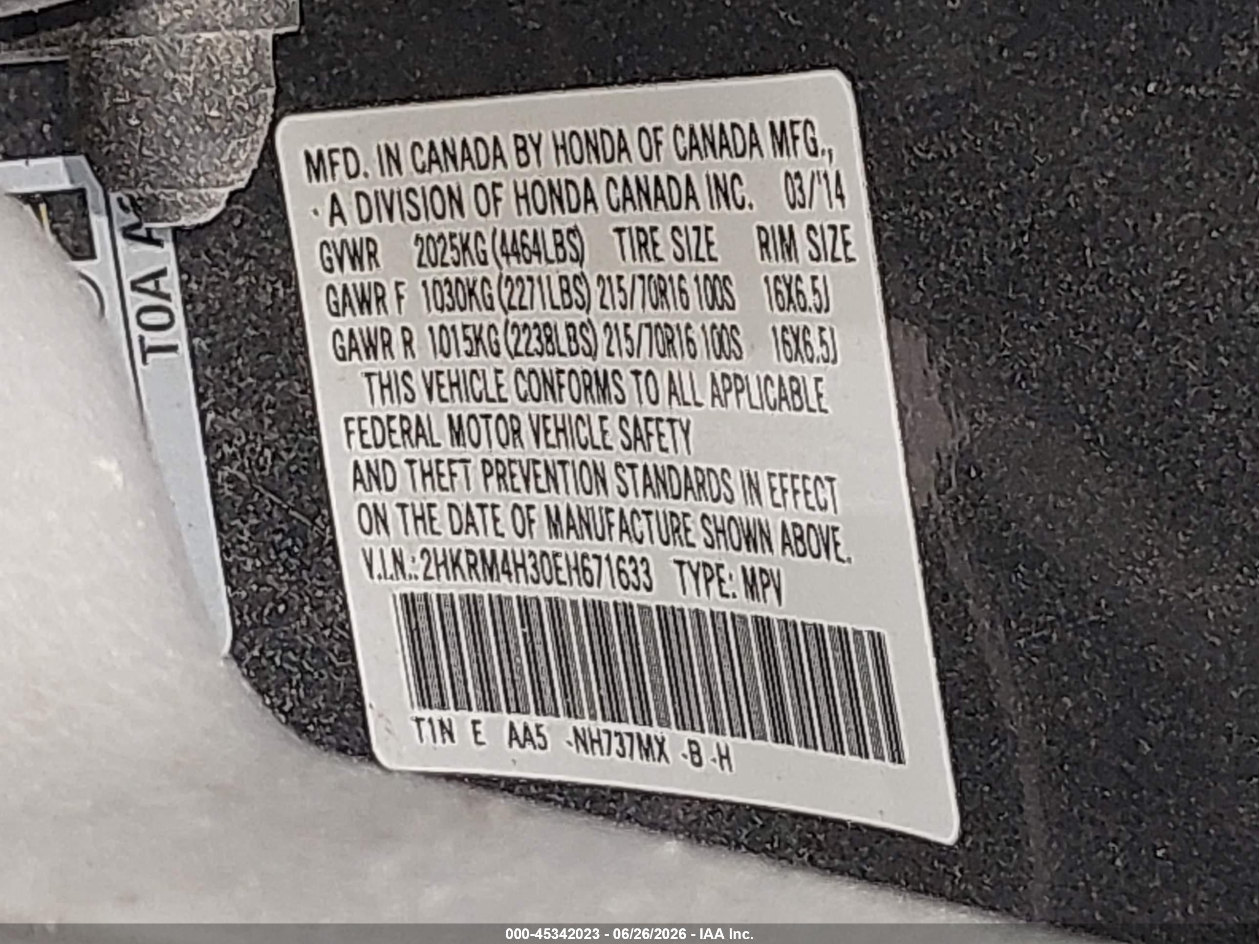 2014 Honda Cr-v Lx Gray vin: 2HKRM4H30EH671633
