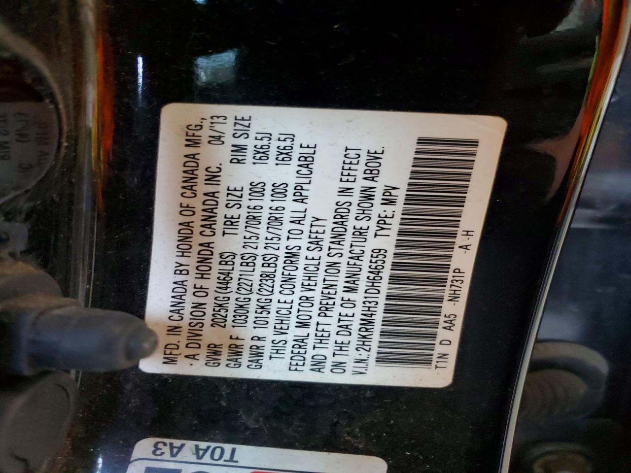 2013 Honda Cr-v Lx Черный vin: 2HKRM4H31DH646559