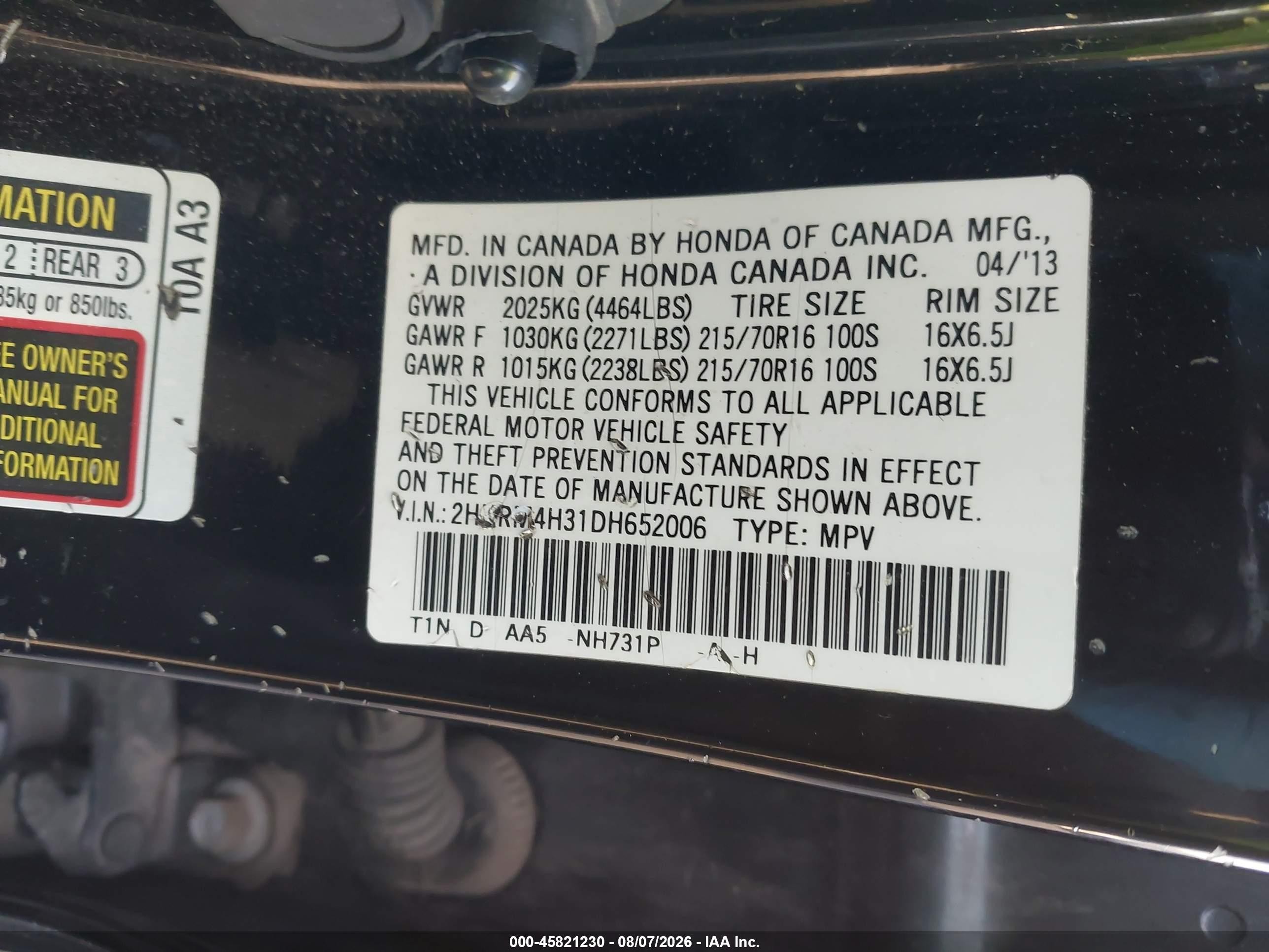2013 Honda Cr-v Lx Black vin: 2HKRM4H31DH652006