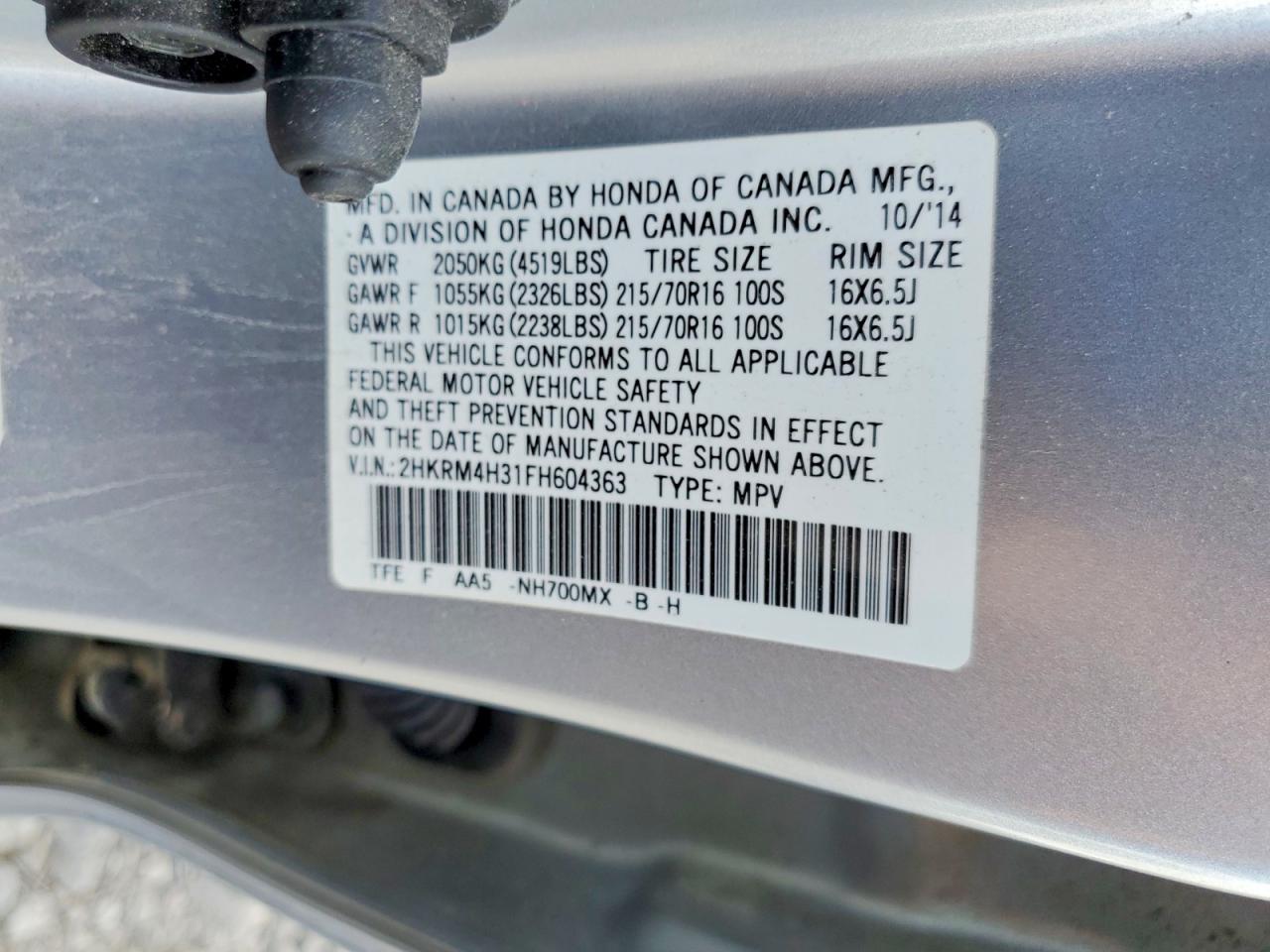 2015 Honda Cr-v Lx Silver vin: 2HKRM4H31FH604363
