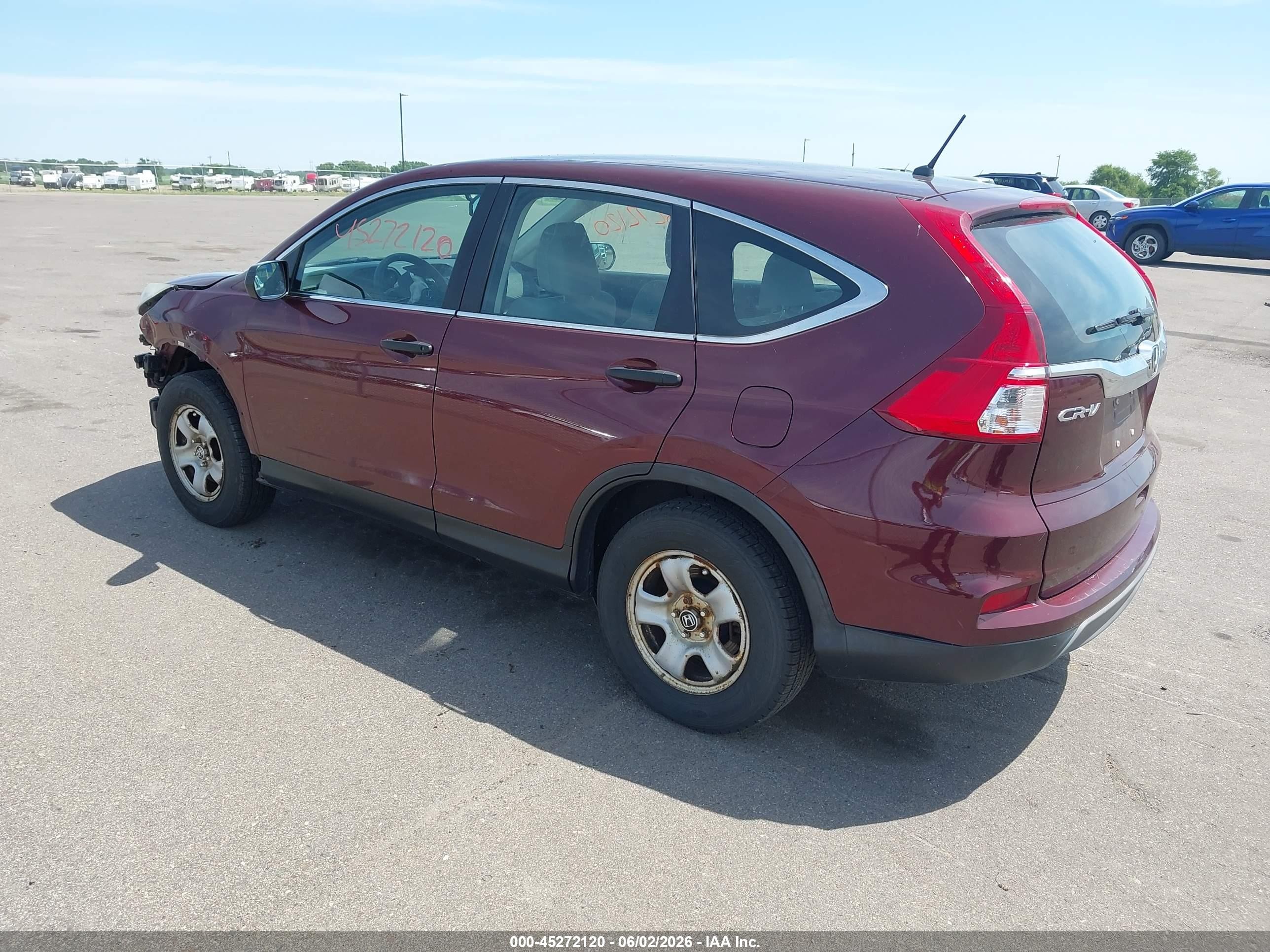 2015 Honda Cr-v Lx Maroon vin: 2HKRM4H31FH628694