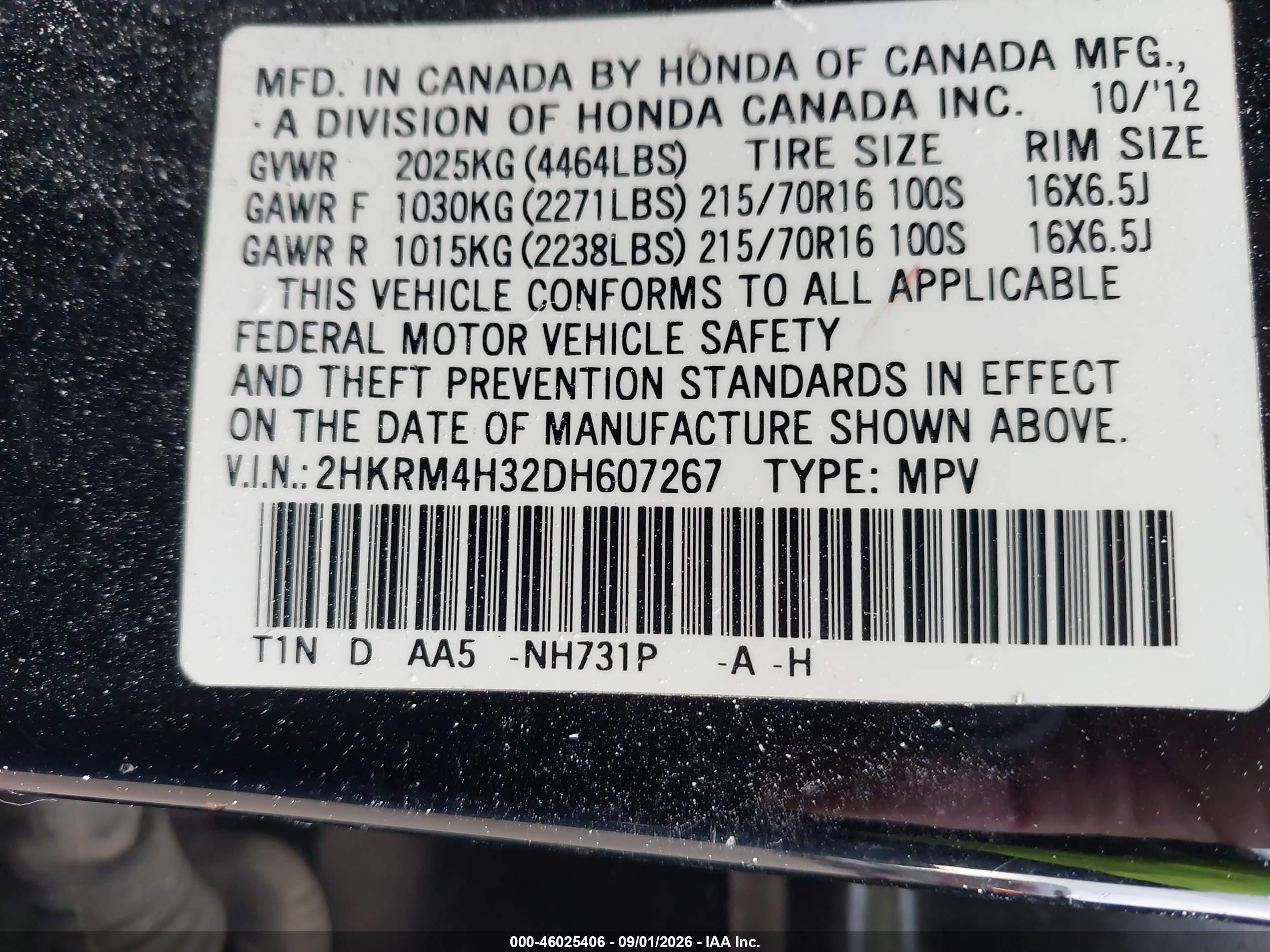 2013 Honda Cr-v Lx Black vin: 2HKRM4H32DH607267
