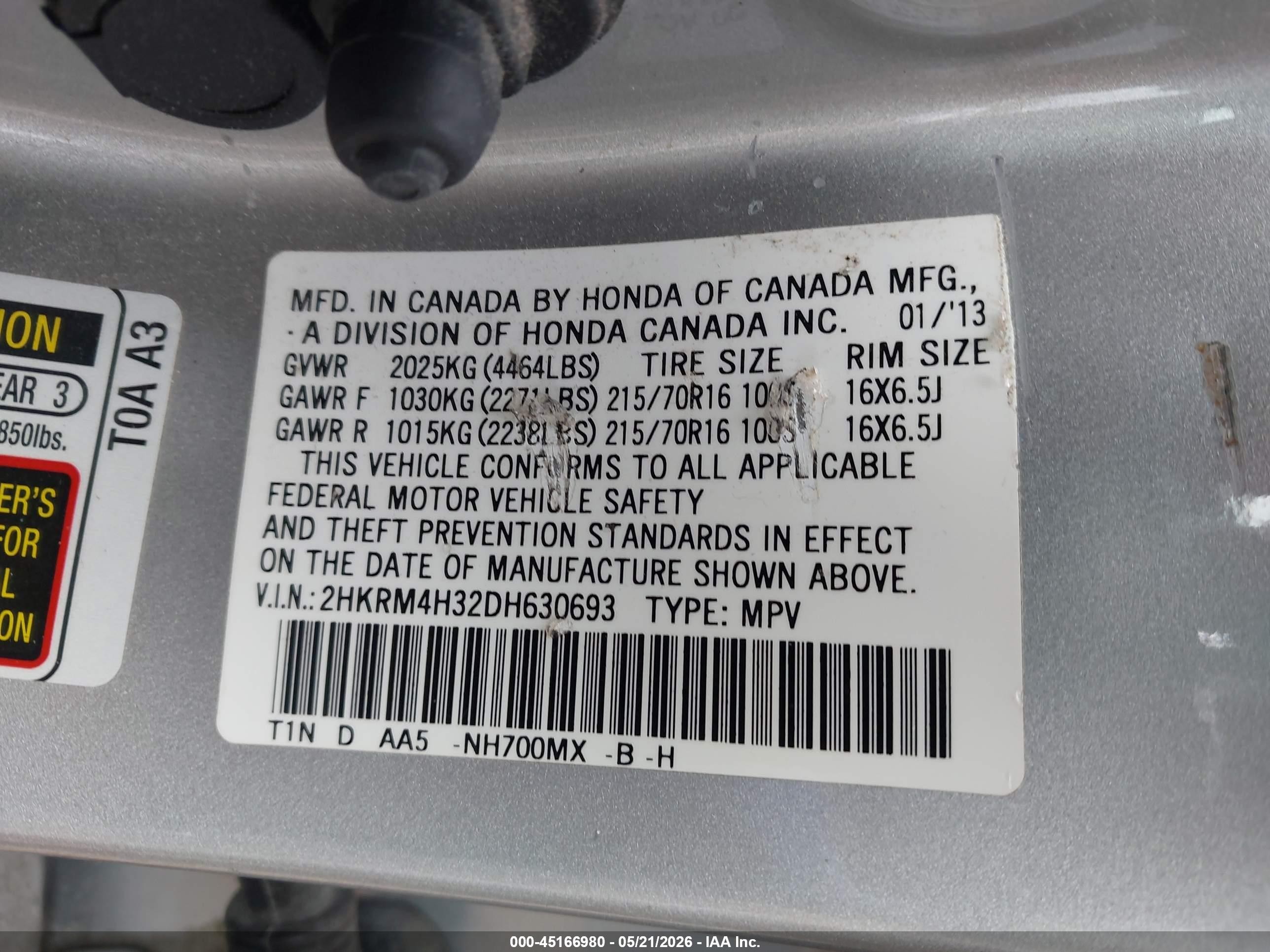 2013 Honda Cr-v Lx Silver vin: 2HKRM4H32DH630693
