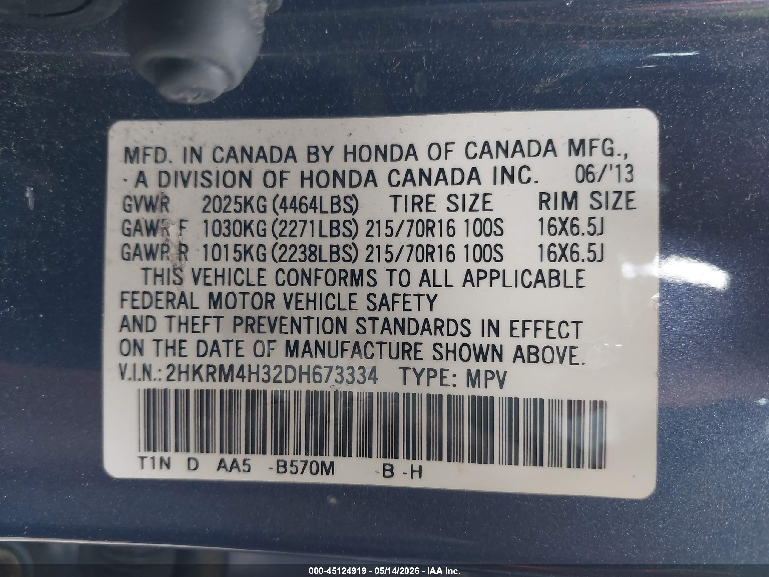 2013 Honda Cr-v Lx Dark Blue vin: 2HKRM4H32DH673334