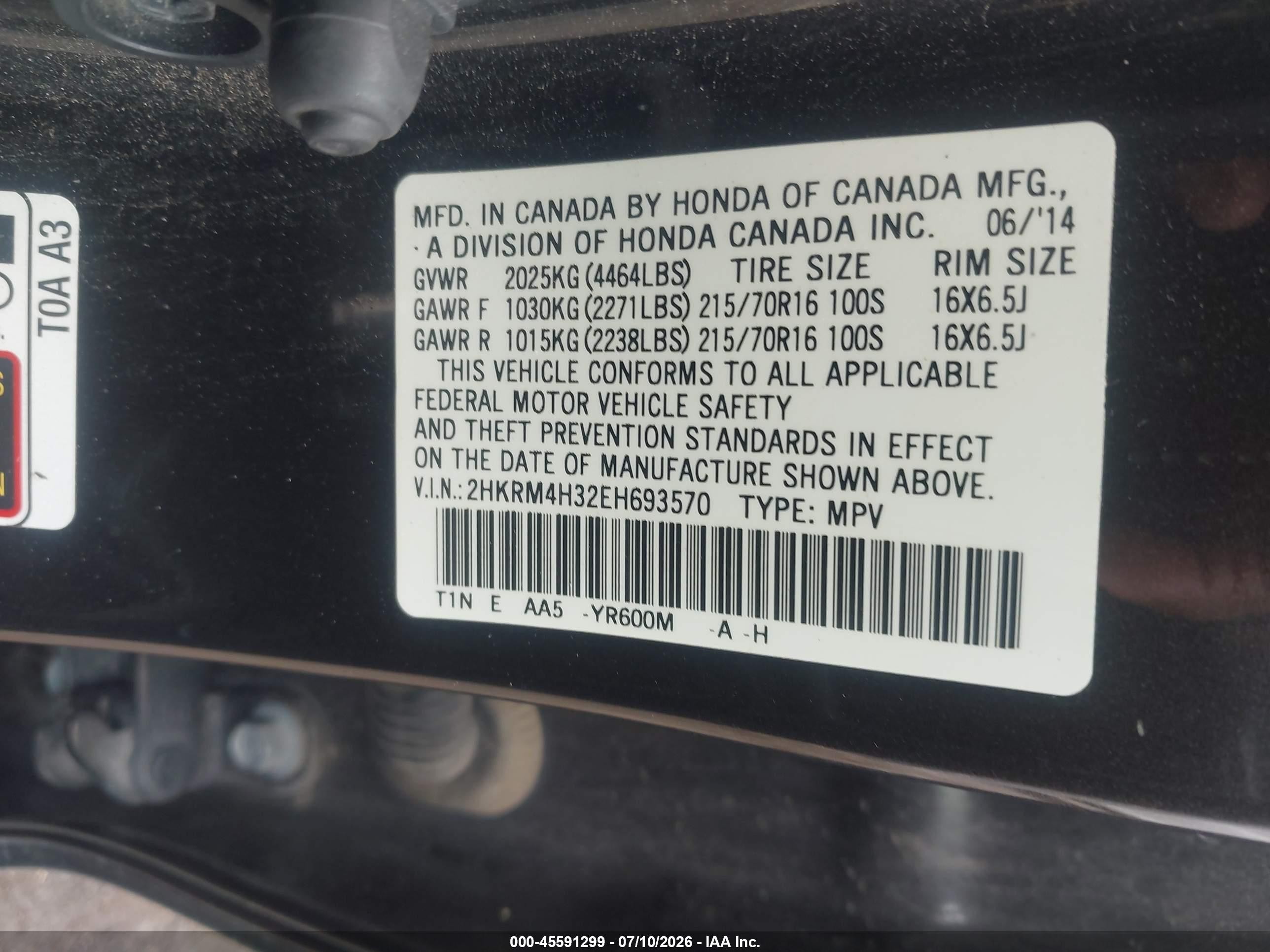 2014 Honda Cr-v Lx Gray vin: 2HKRM4H32EH693570