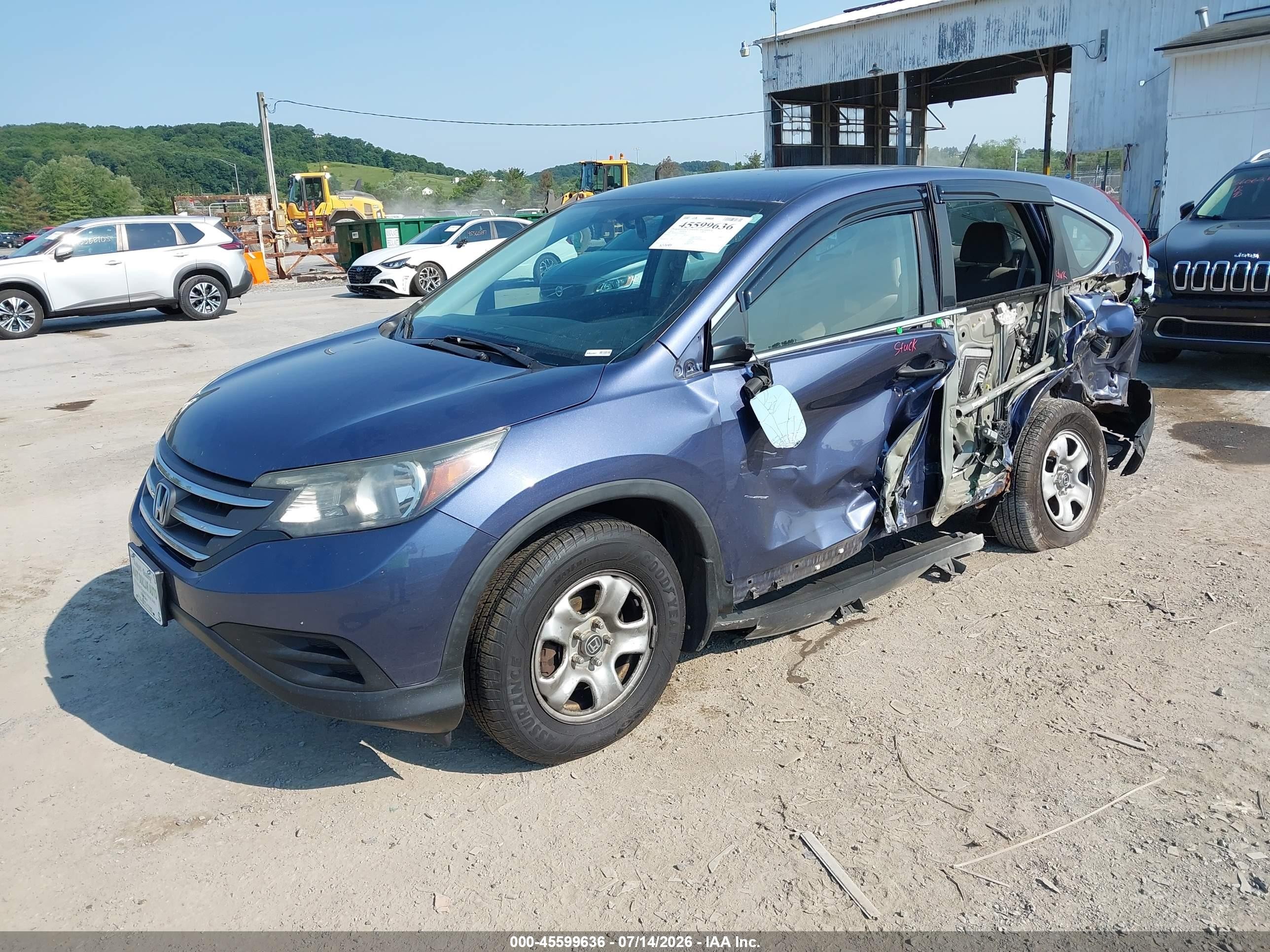 2014 Honda Cr-v Lx Blue vin: 2HKRM4H32EH698381