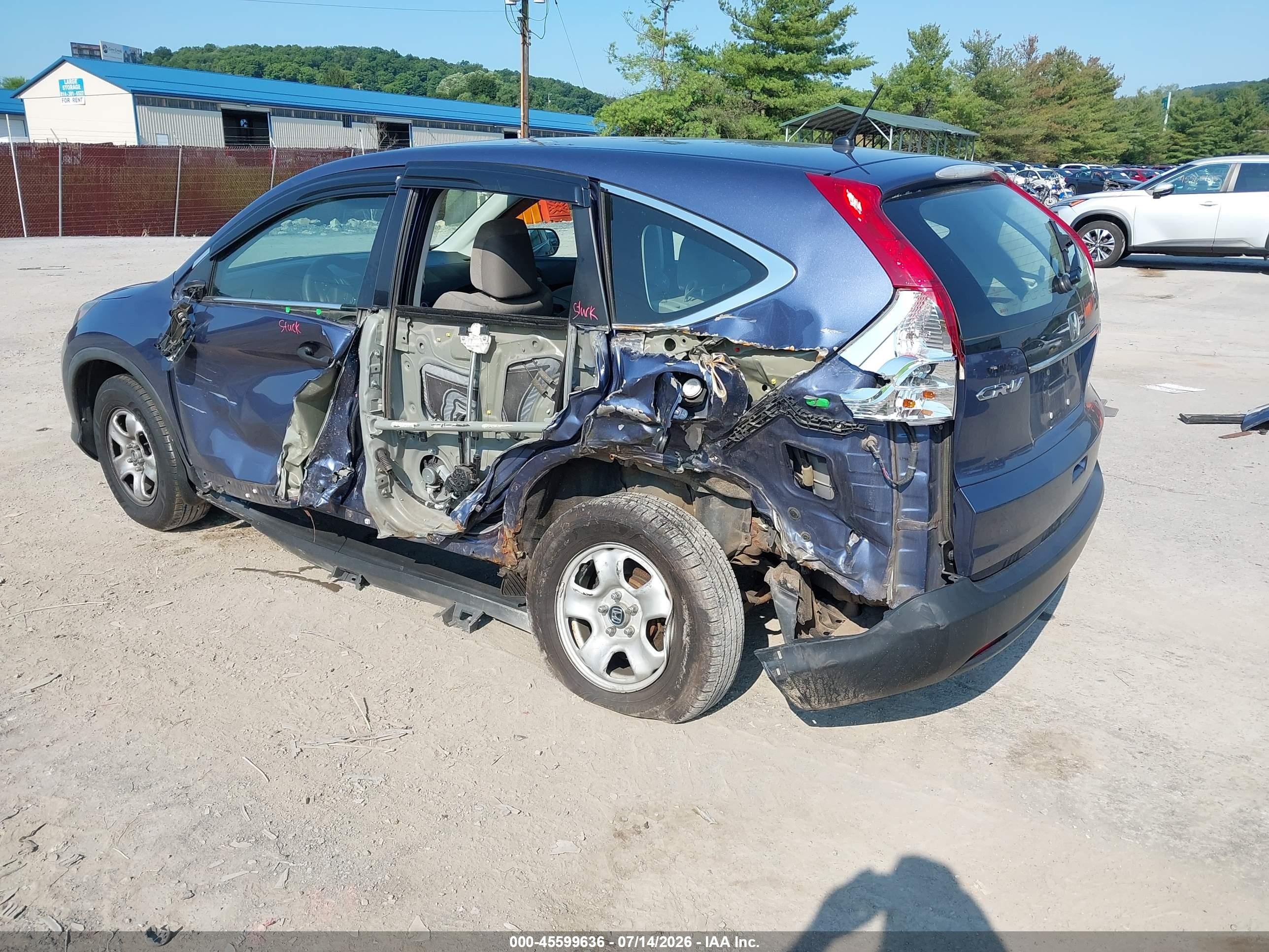 2014 Honda Cr-v Lx Blue vin: 2HKRM4H32EH698381
