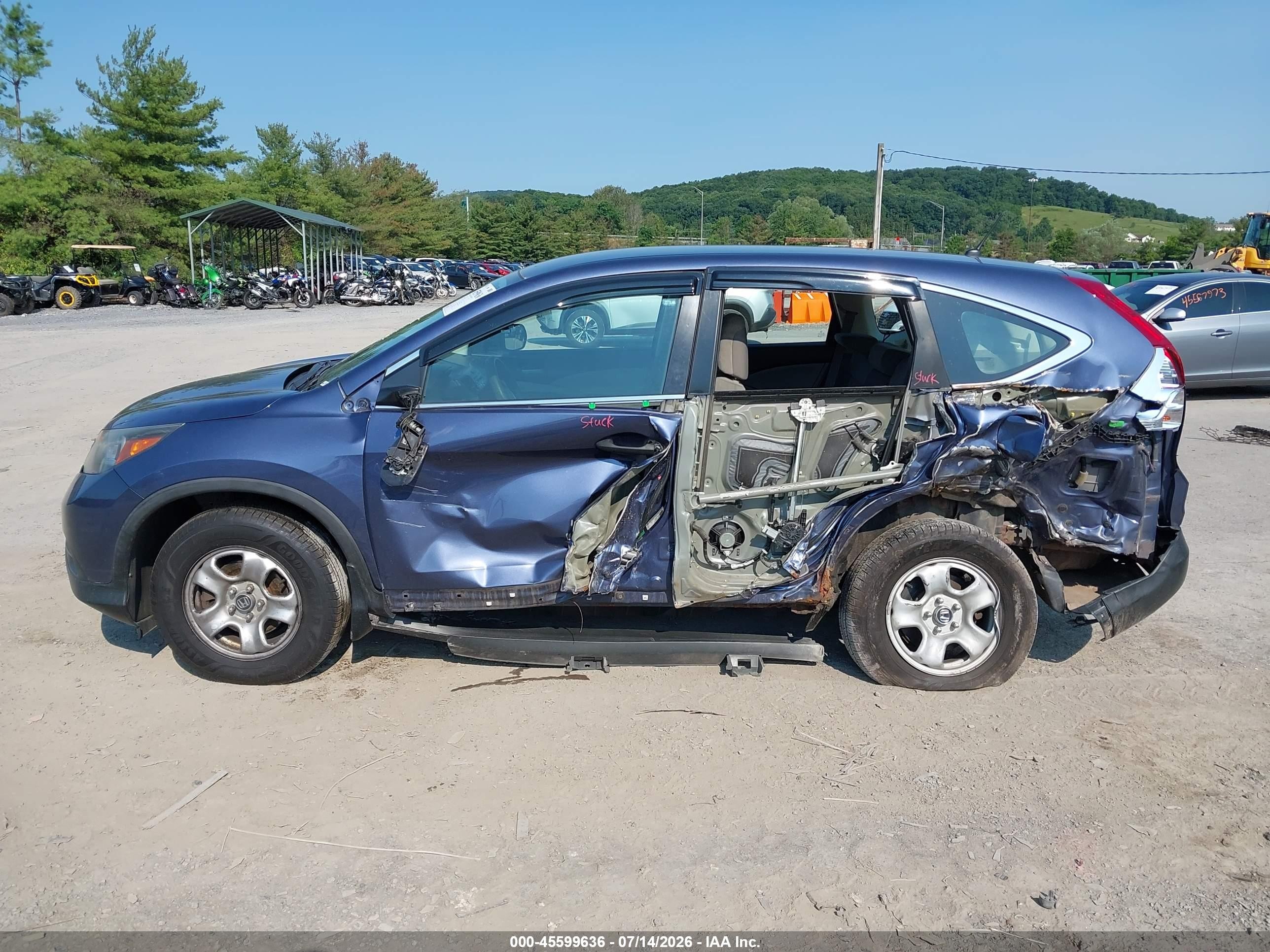 2014 Honda Cr-v Lx Blue vin: 2HKRM4H32EH698381