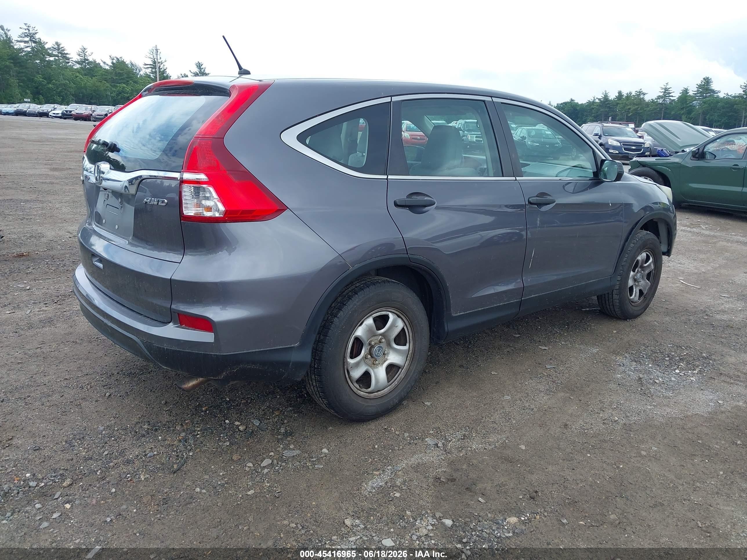 2015 Honda Cr-v Lx Gray vin: 2HKRM4H32FH606347