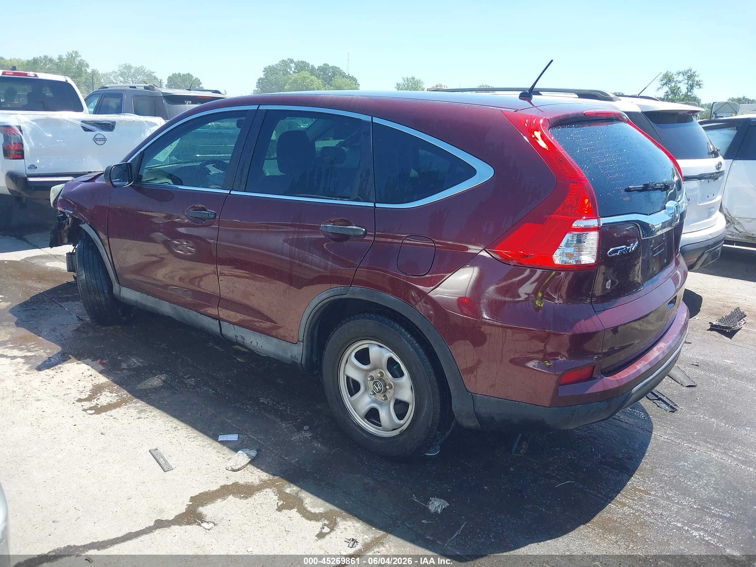 2015 Honda Cr-v Lx Burgundy vin: 2HKRM4H32FH697667