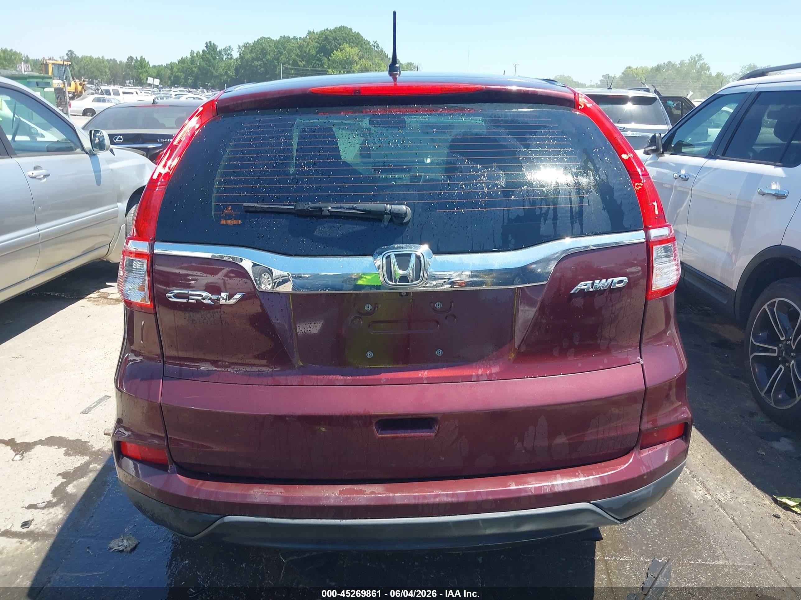 2015 Honda Cr-v Lx Burgundy vin: 2HKRM4H32FH697667