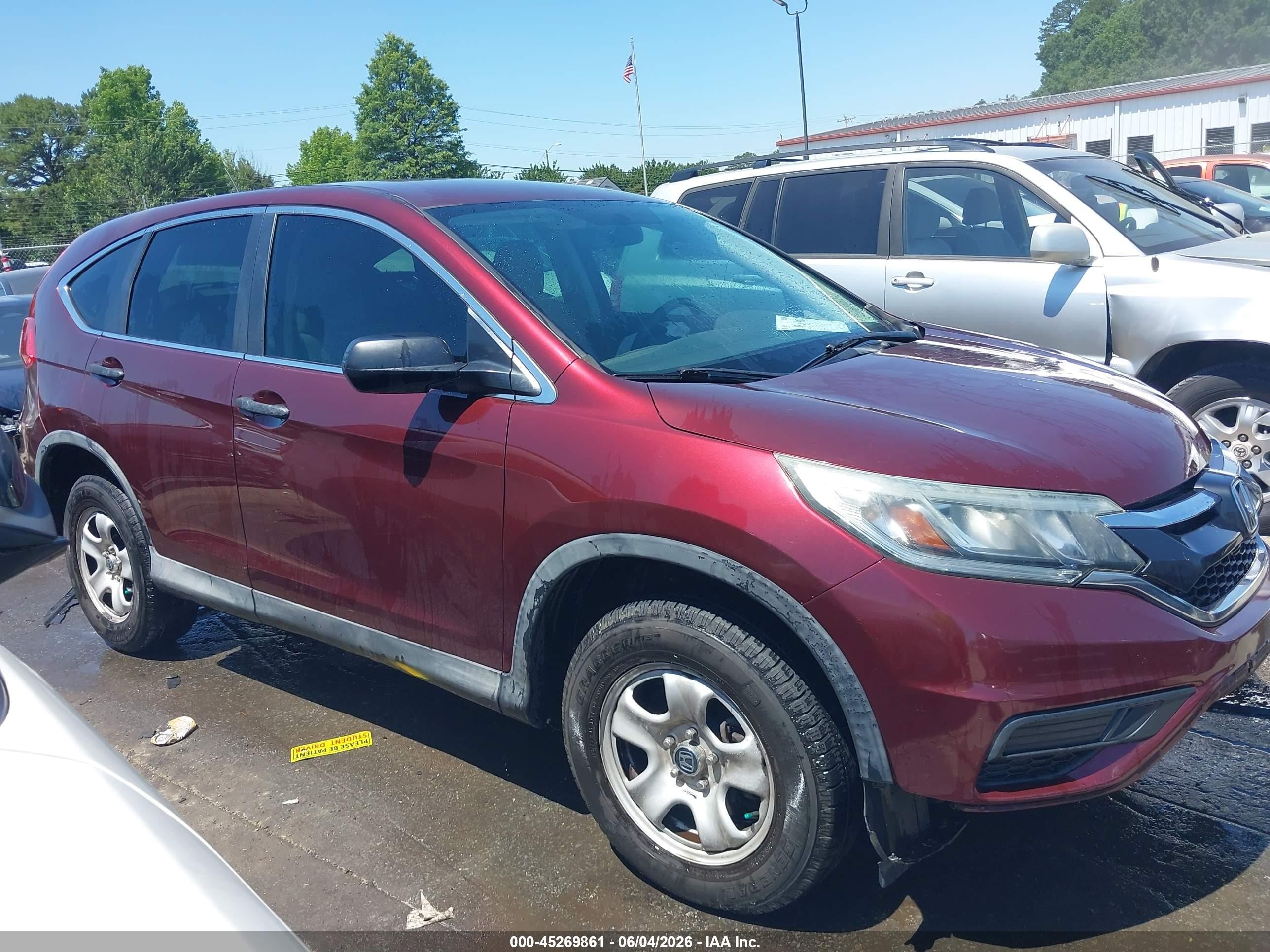 2015 Honda Cr-v Lx Burgundy vin: 2HKRM4H32FH697667