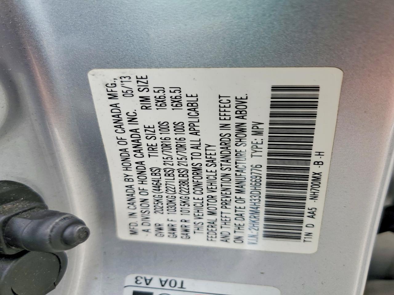 2013 Honda Cr-v Lx Silver vin: 2HKRM4H33DH669776