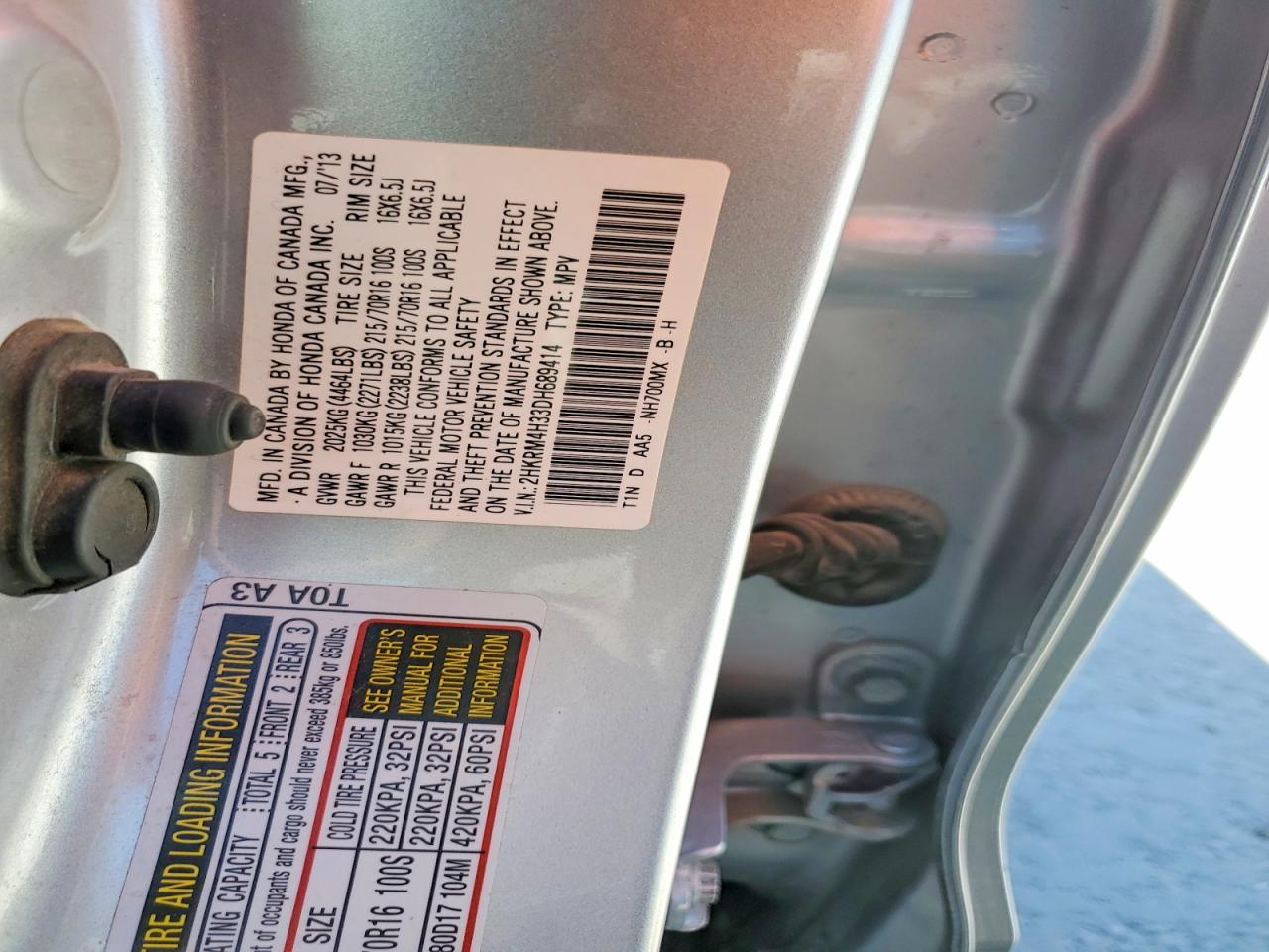 2013 Honda Cr-v Lx Silver vin: 2HKRM4H33DH689414