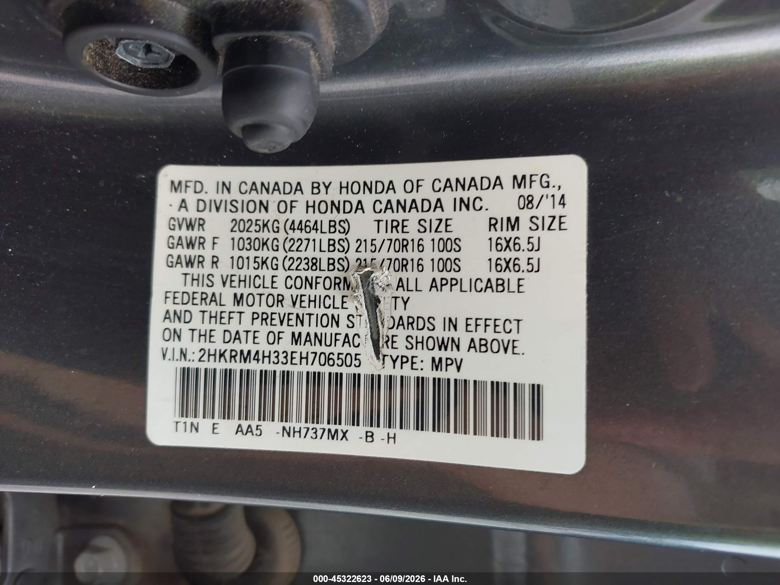 2014 Honda Cr-v Lx Gray vin: 2HKRM4H33EH706505