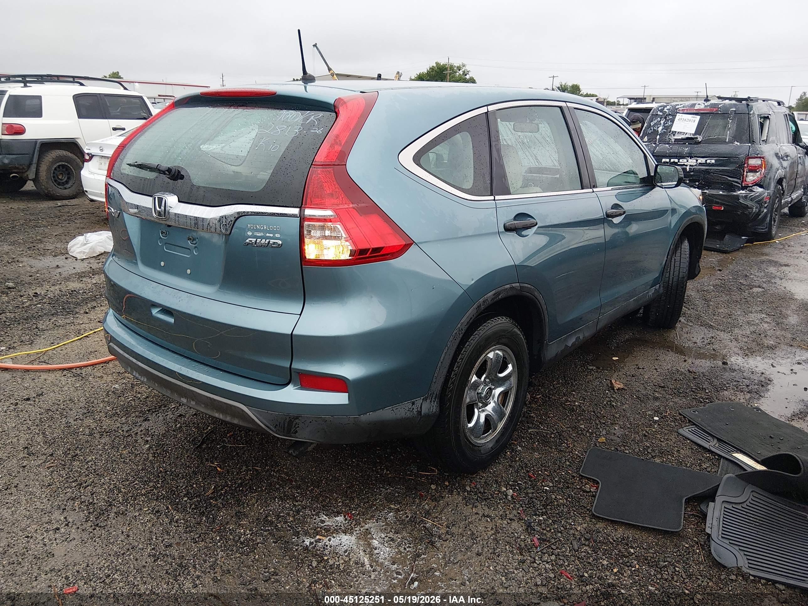 2015 Honda Cr-v Lx Blue vin: 2HKRM4H33FH702679