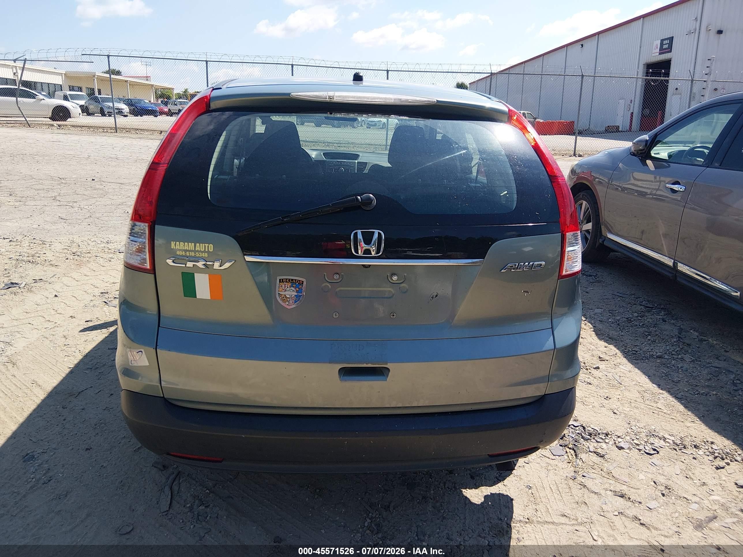 2012 Honda Cr-v Lx Зеленый vin: 2HKRM4H34CH619936