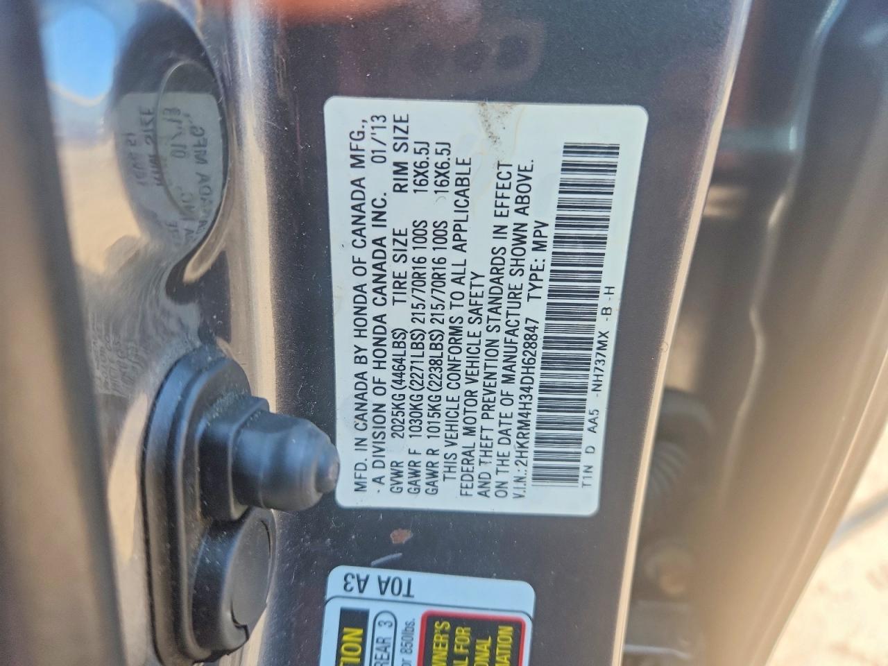 2013 Honda Cr-v Lx Charcoal vin: 2HKRM4H34DH628847