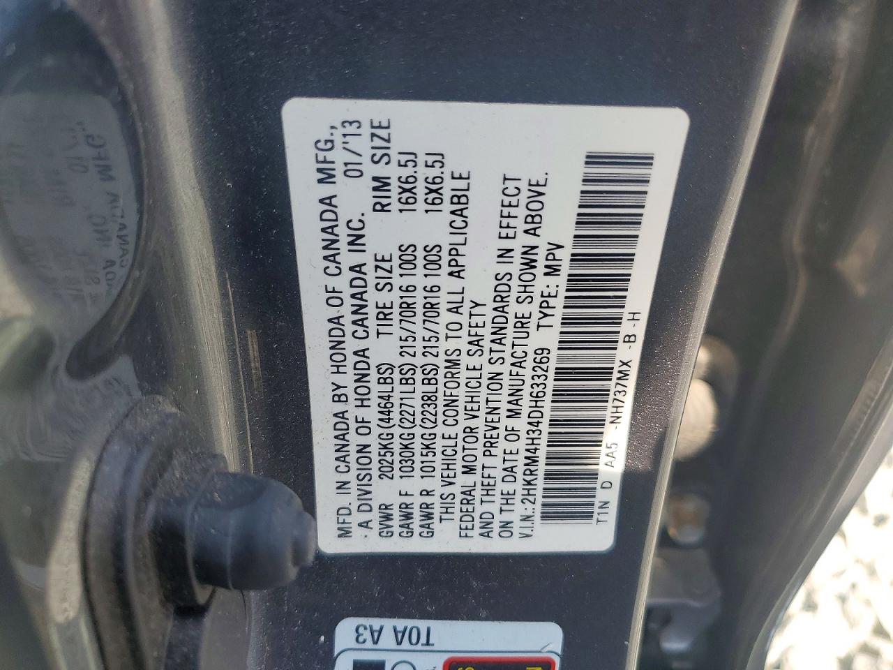 2013 Honda Cr-v Lx Gray vin: 2HKRM4H34DH633269