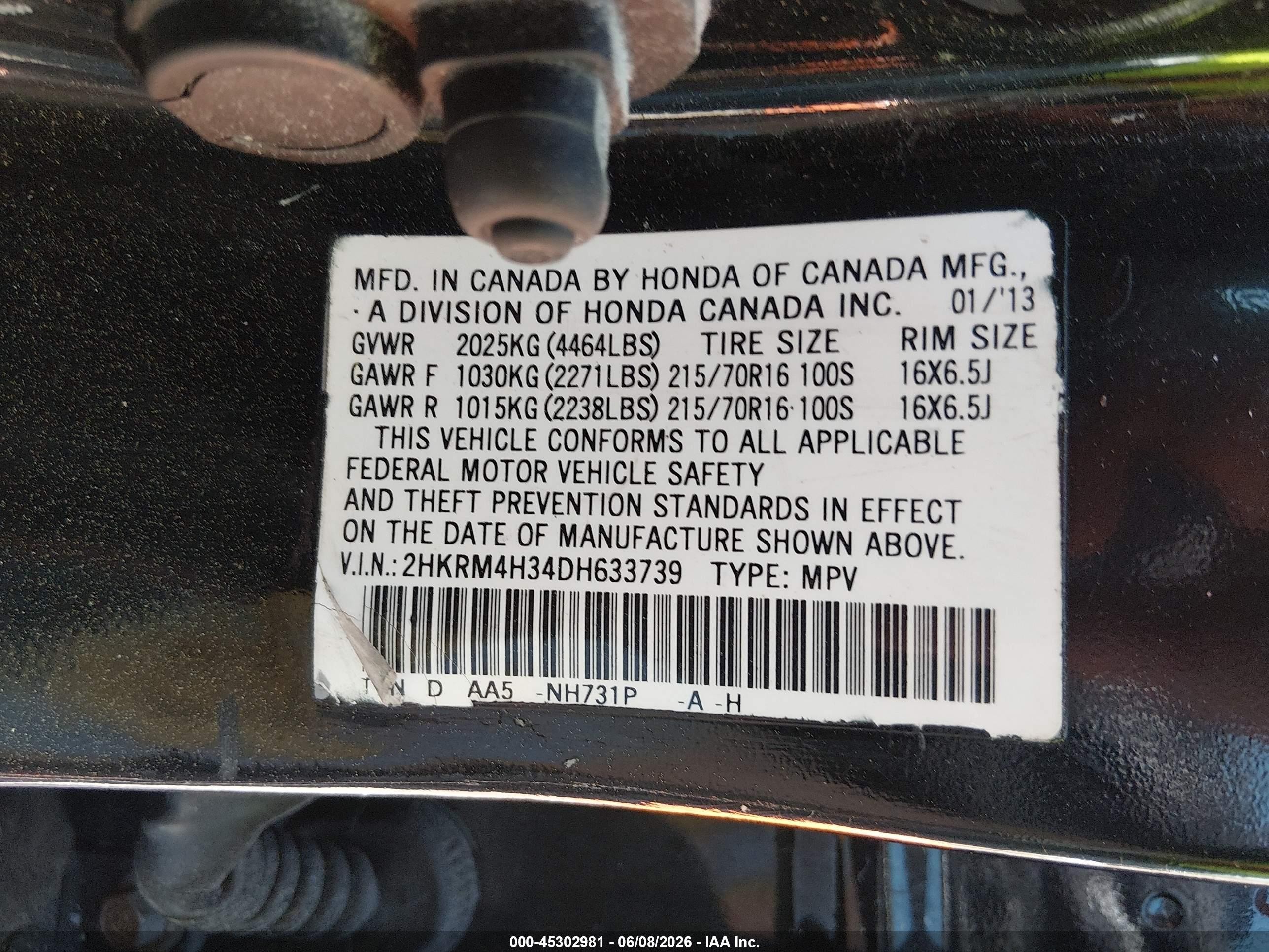 2013 Honda Cr-v Lx Черный vin: 2HKRM4H34DH633739