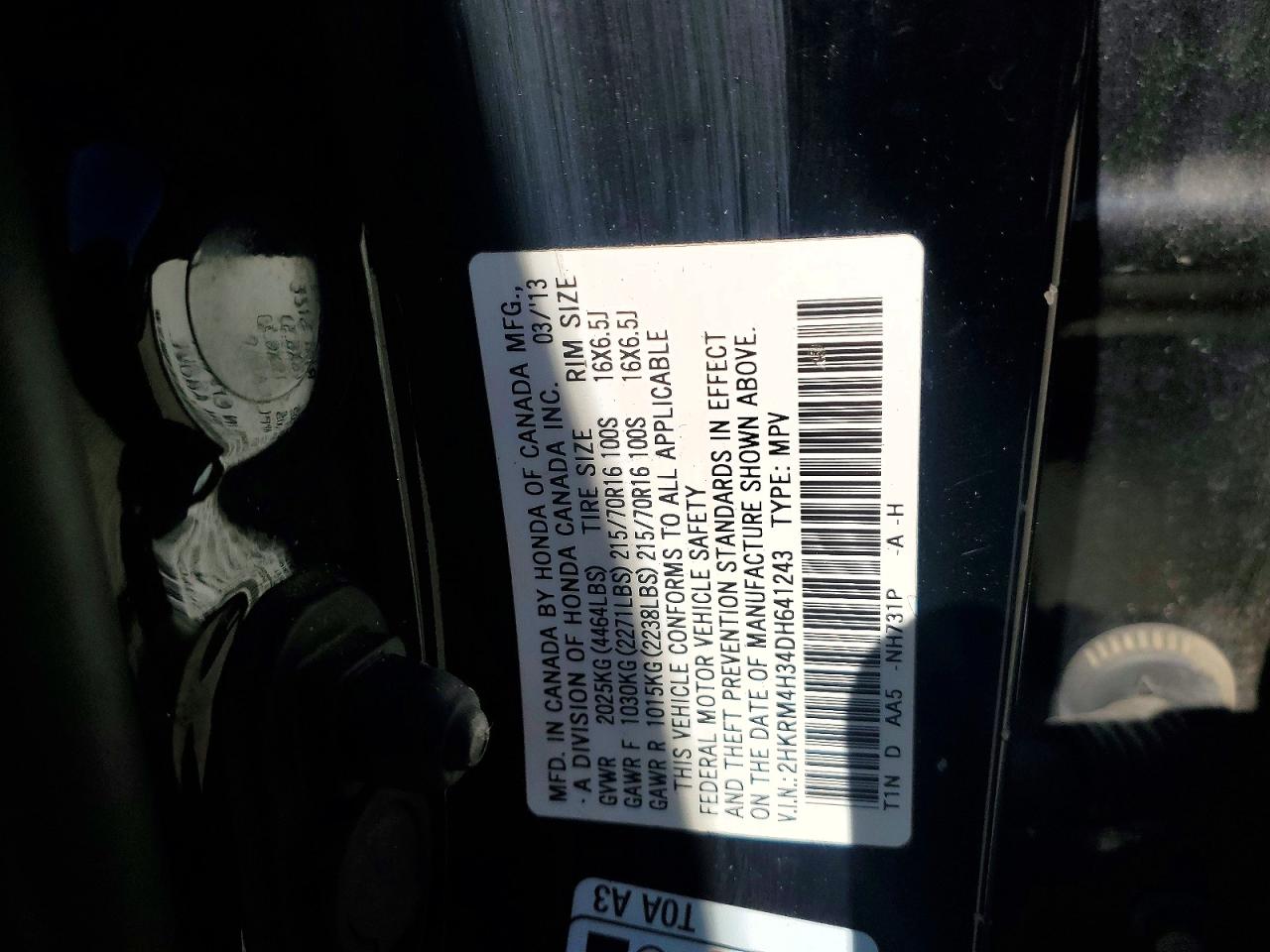 2013 Honda Cr-v Lx Black vin: 2HKRM4H34DH641243