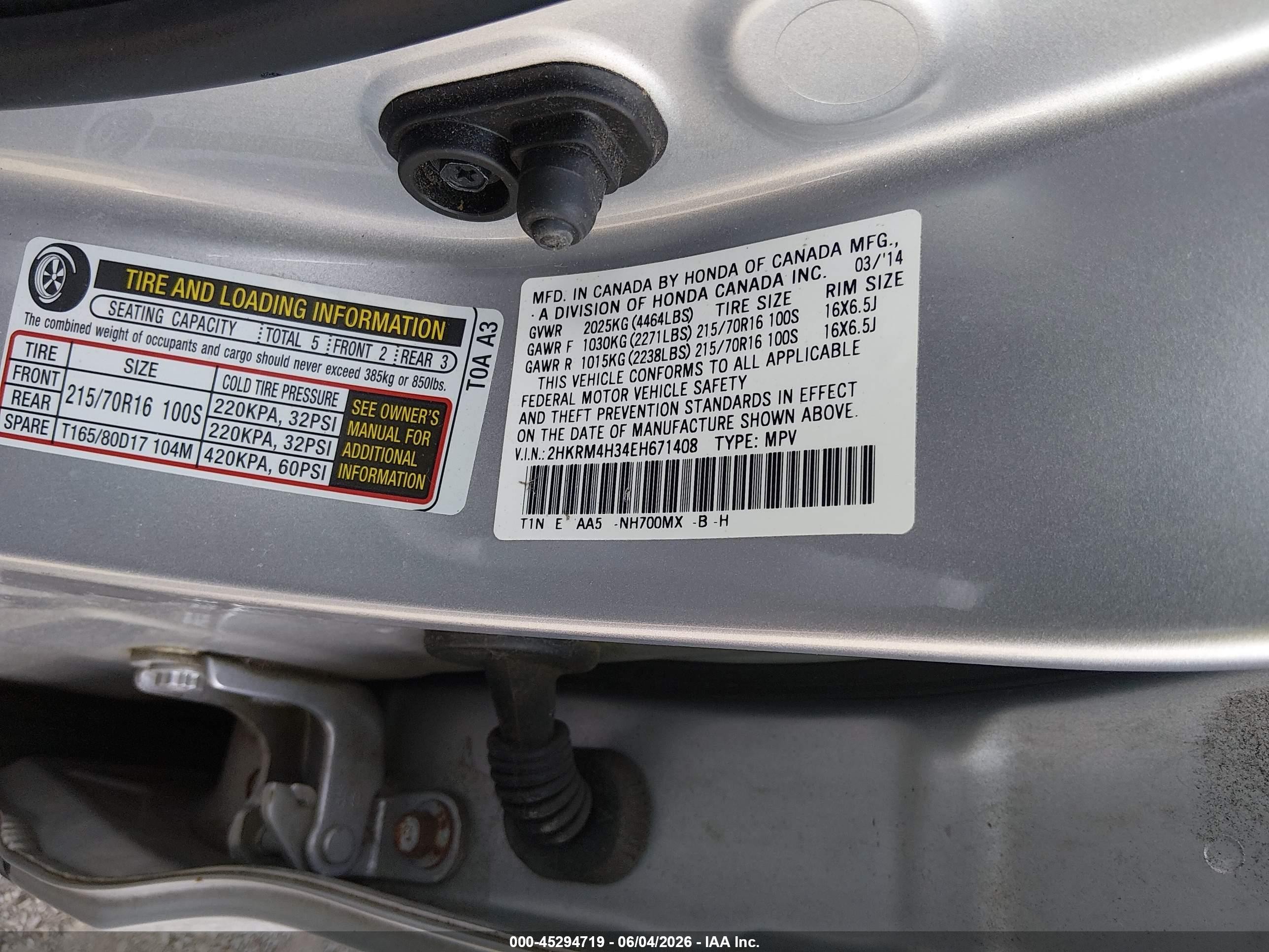 2014 Honda Cr-v Lx Silver vin: 2HKRM4H34EH671408