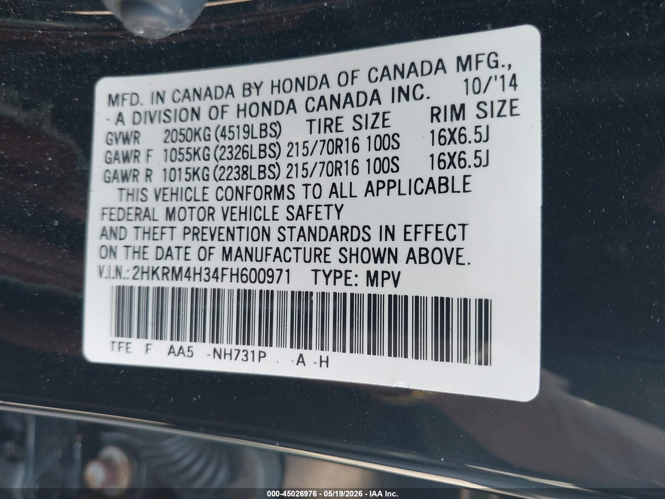 2015 Honda Cr-v Lx Black vin: 2HKRM4H34FH600971