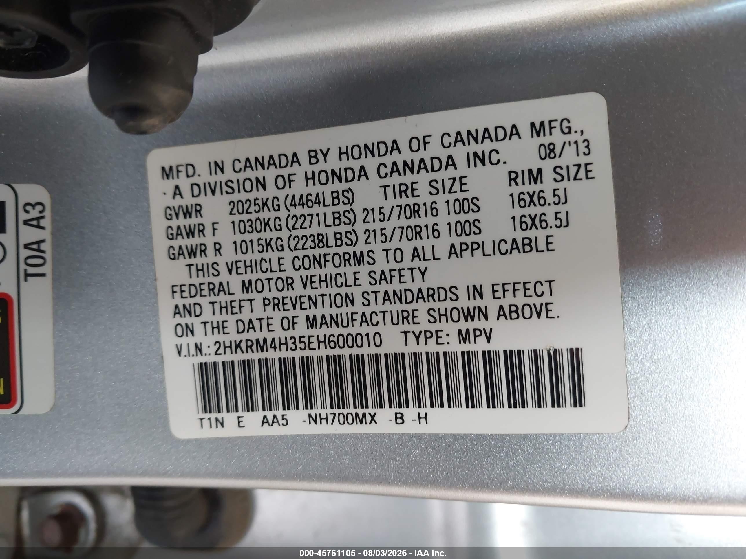 2014 Honda Cr-v Lx Silver vin: 2HKRM4H35EH600010
