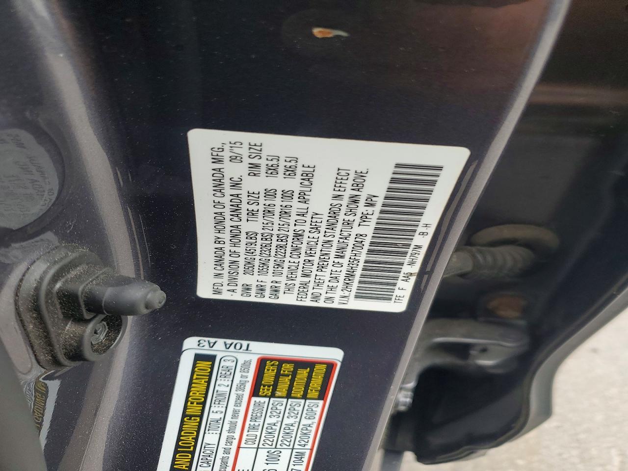 2015 Honda Cr-v Lx Charcoal vin: 2HKRM4H35FH700478