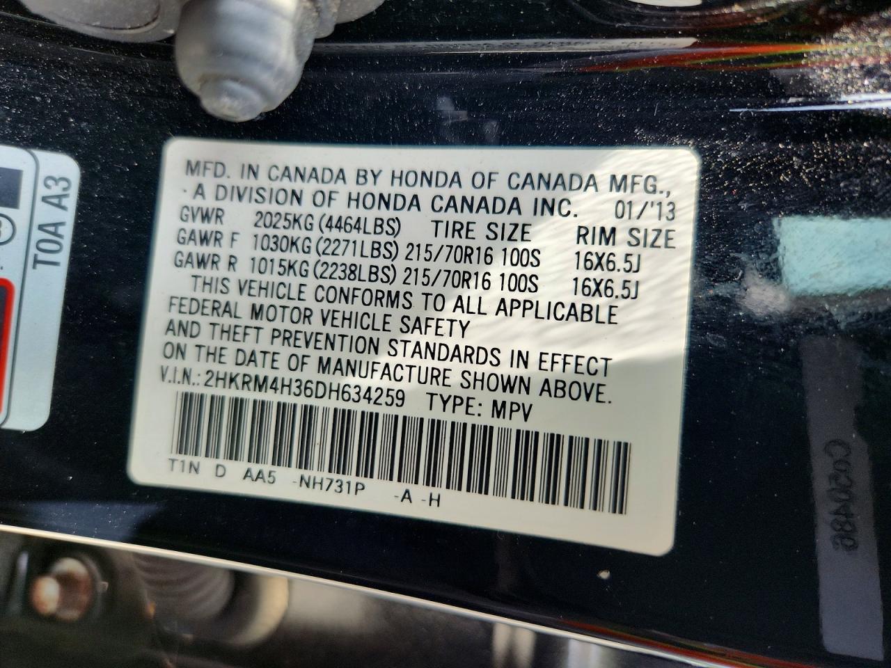 2013 Honda Cr-v Lx Black vin: 2HKRM4H36DH634259