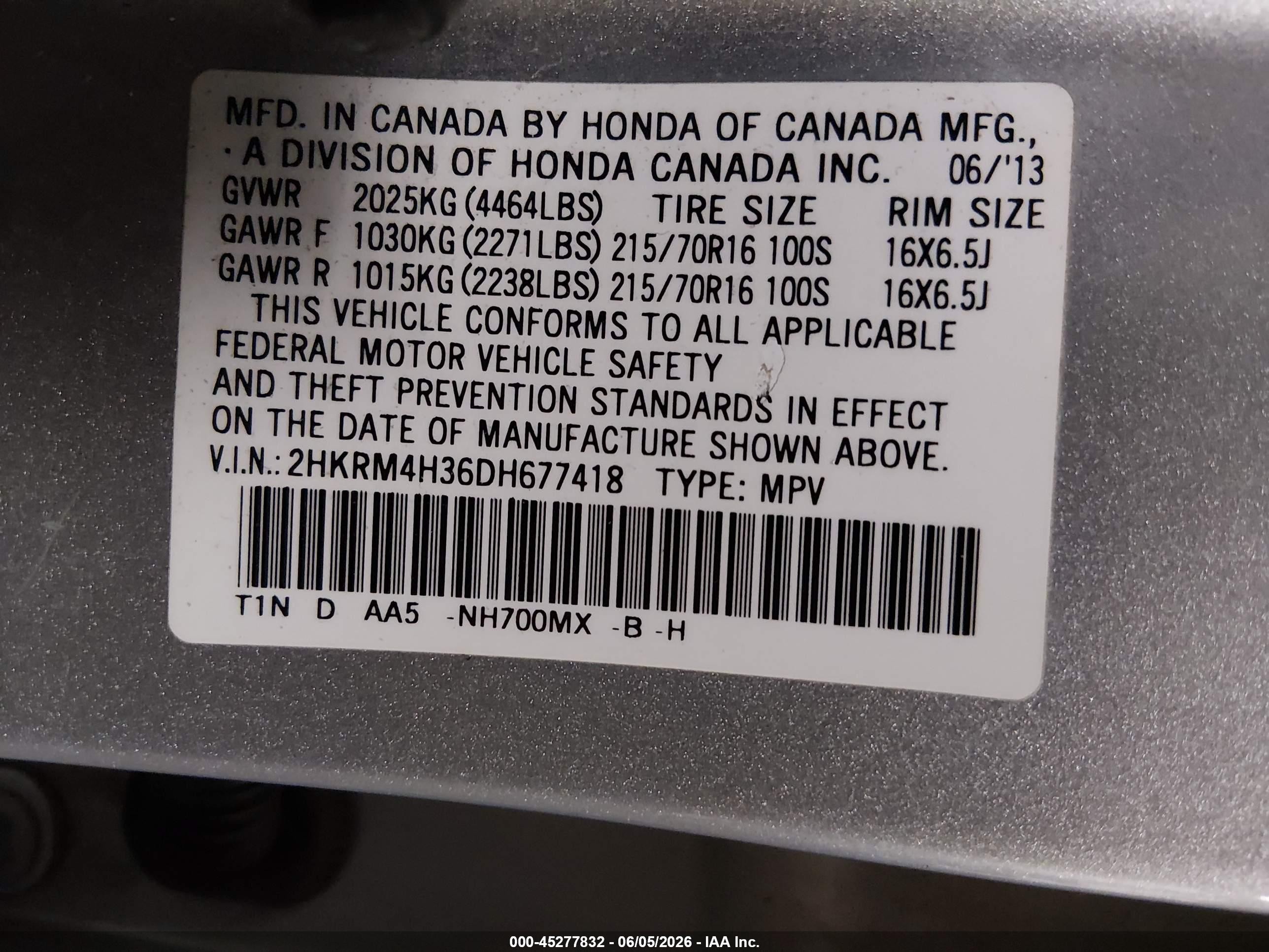 2013 Honda Cr-v Lx Silver vin: 2HKRM4H36DH677418