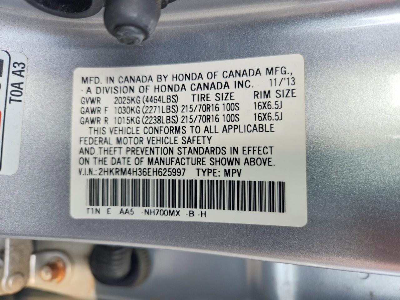 2014 Honda Cr-v Lx Silver vin: 2HKRM4H36EH625997