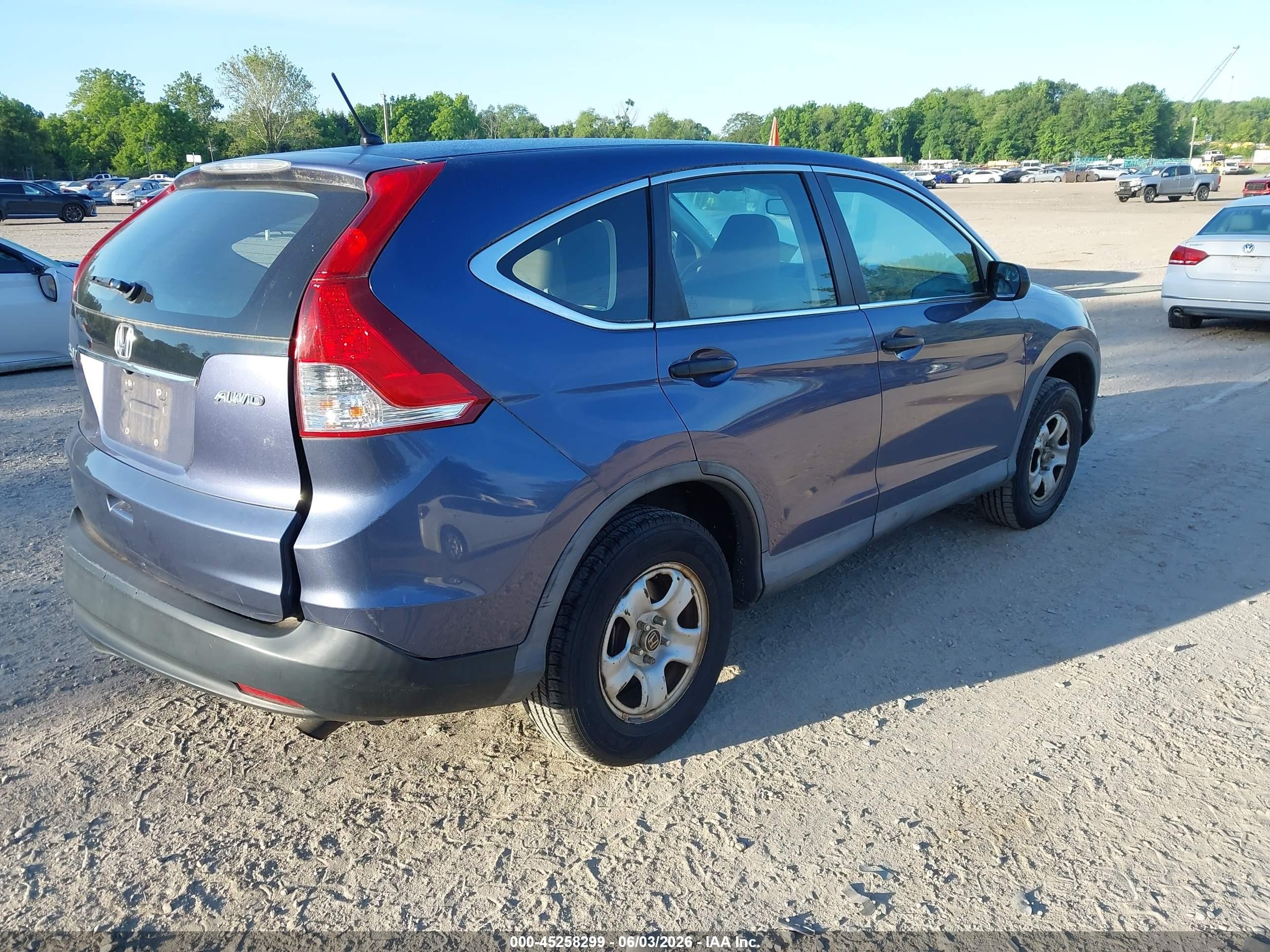 2014 Honda Cr-v Lx Blue vin: 2HKRM4H36EH635476